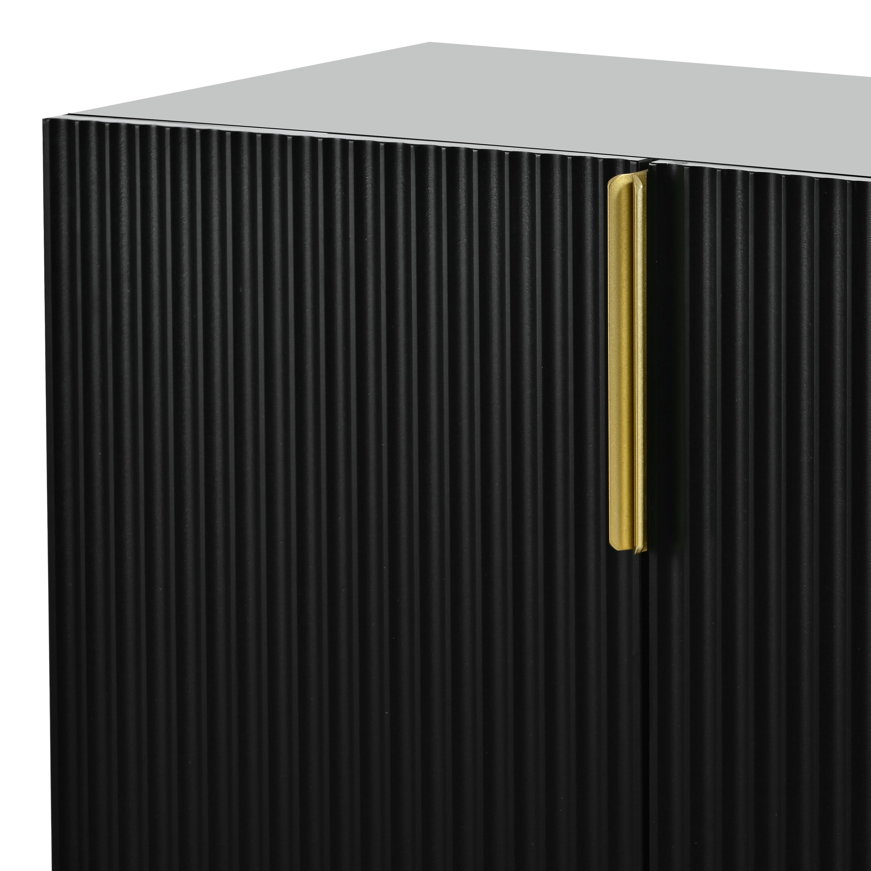 Logidon Modern Dressoir Zwart Gouden Handgrepen 152,5x40,5x80 cm