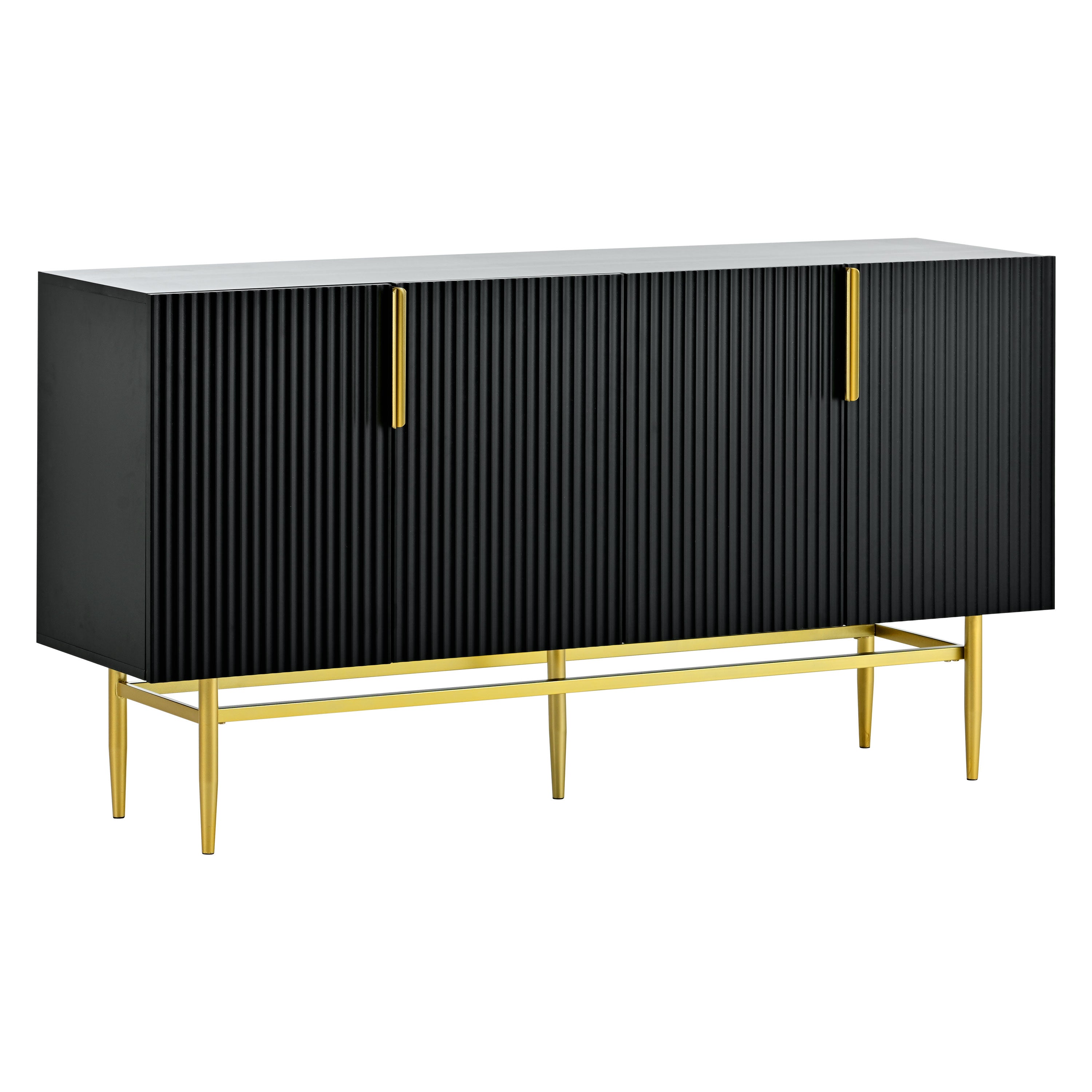 Logidon Modern Dressoir Zwart Gouden Handgrepen 152,5x40,5x80 cm