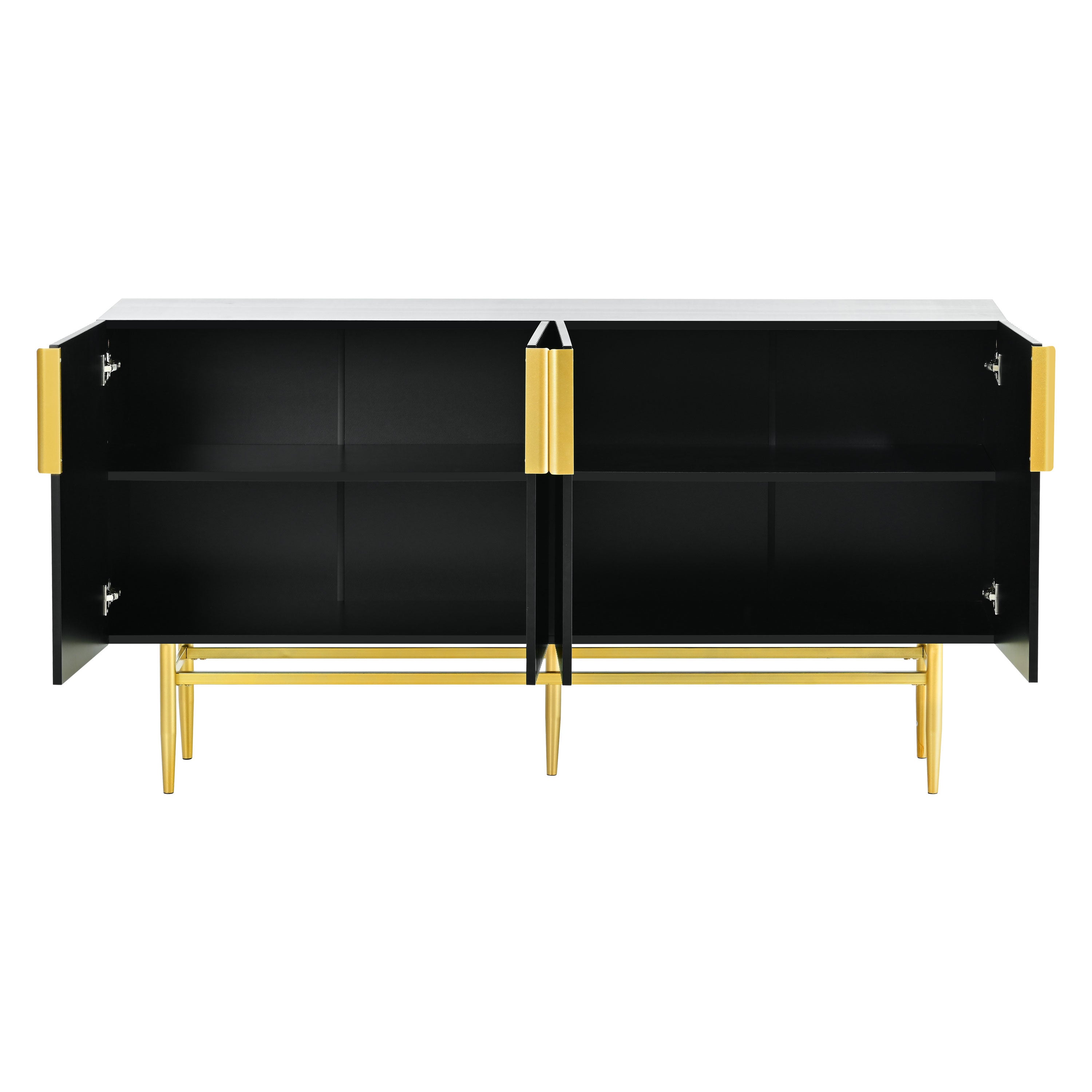 Logidon Modern Dressoir Zwart Gouden Handgrepen 152,5x40,5x80 cm