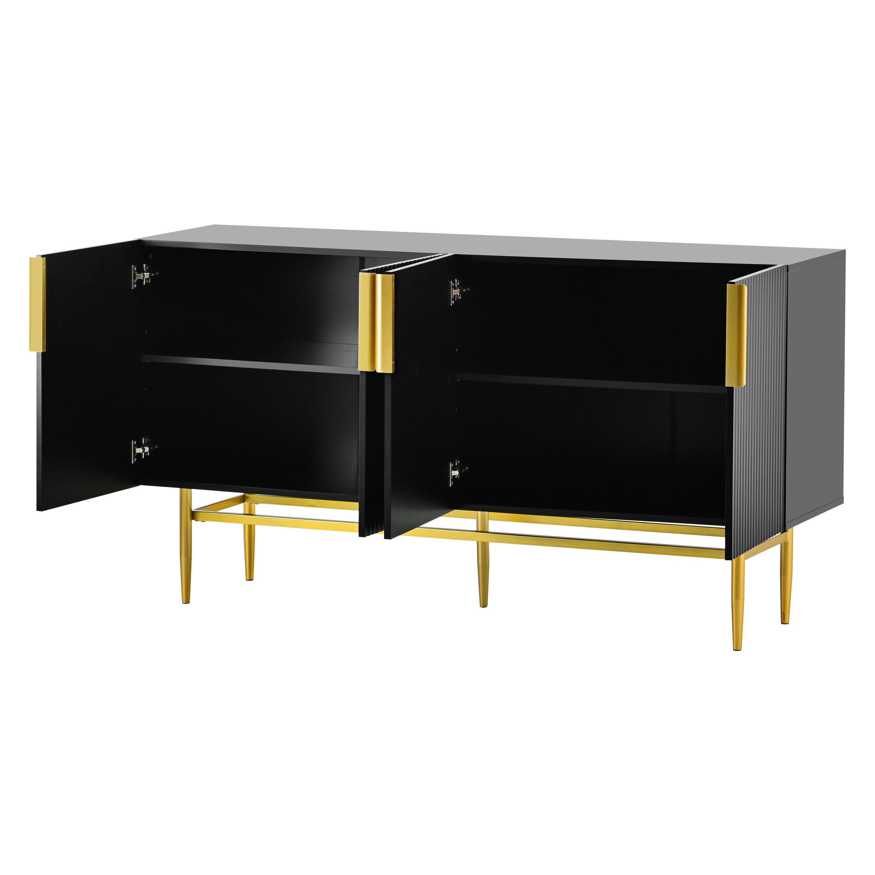 Logidon Modern Dressoir Zwart Gouden Handgrepen 152,5x40,5x80 cm