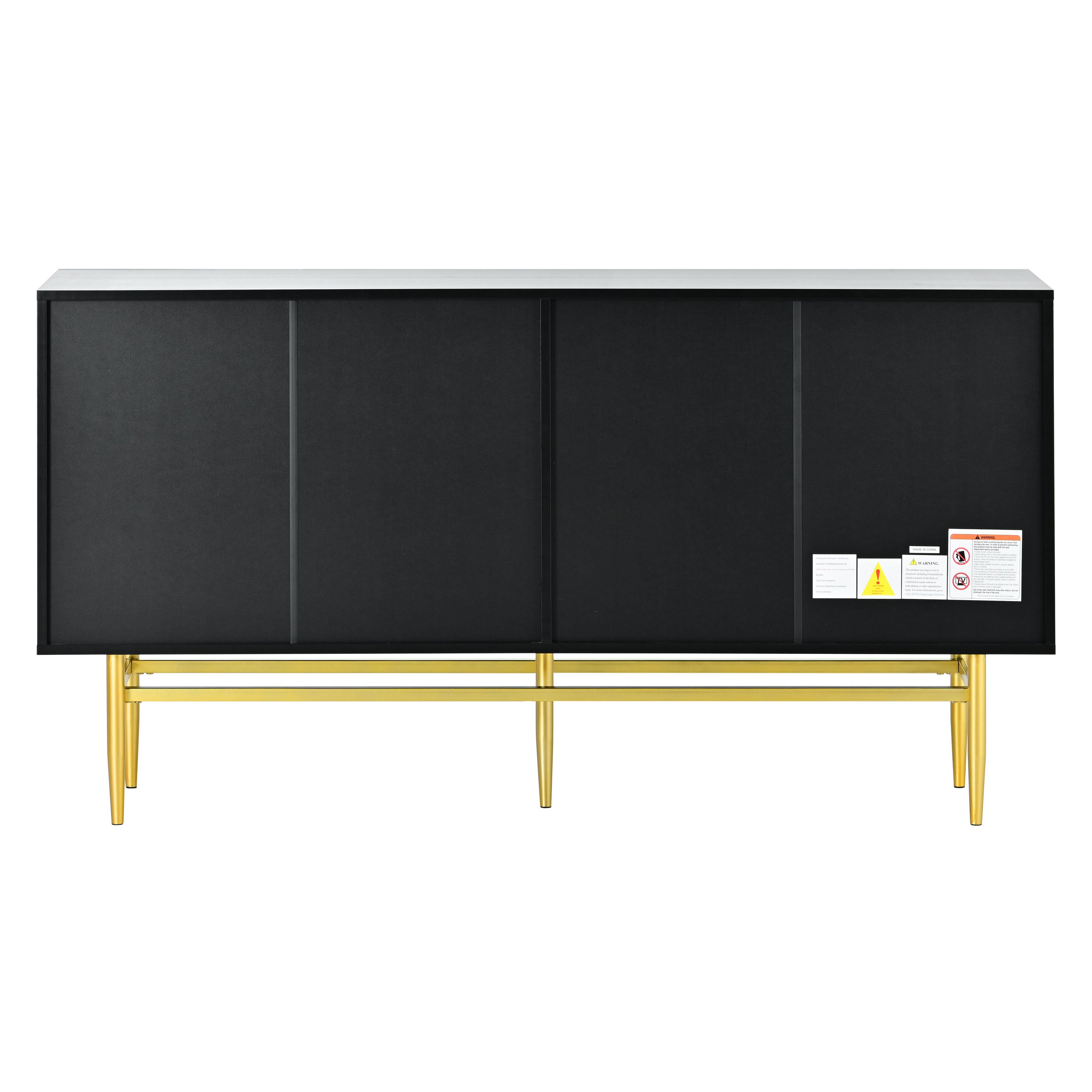 Logidon Modern Dressoir Zwart Gouden Handgrepen 152,5x40,5x80 cm