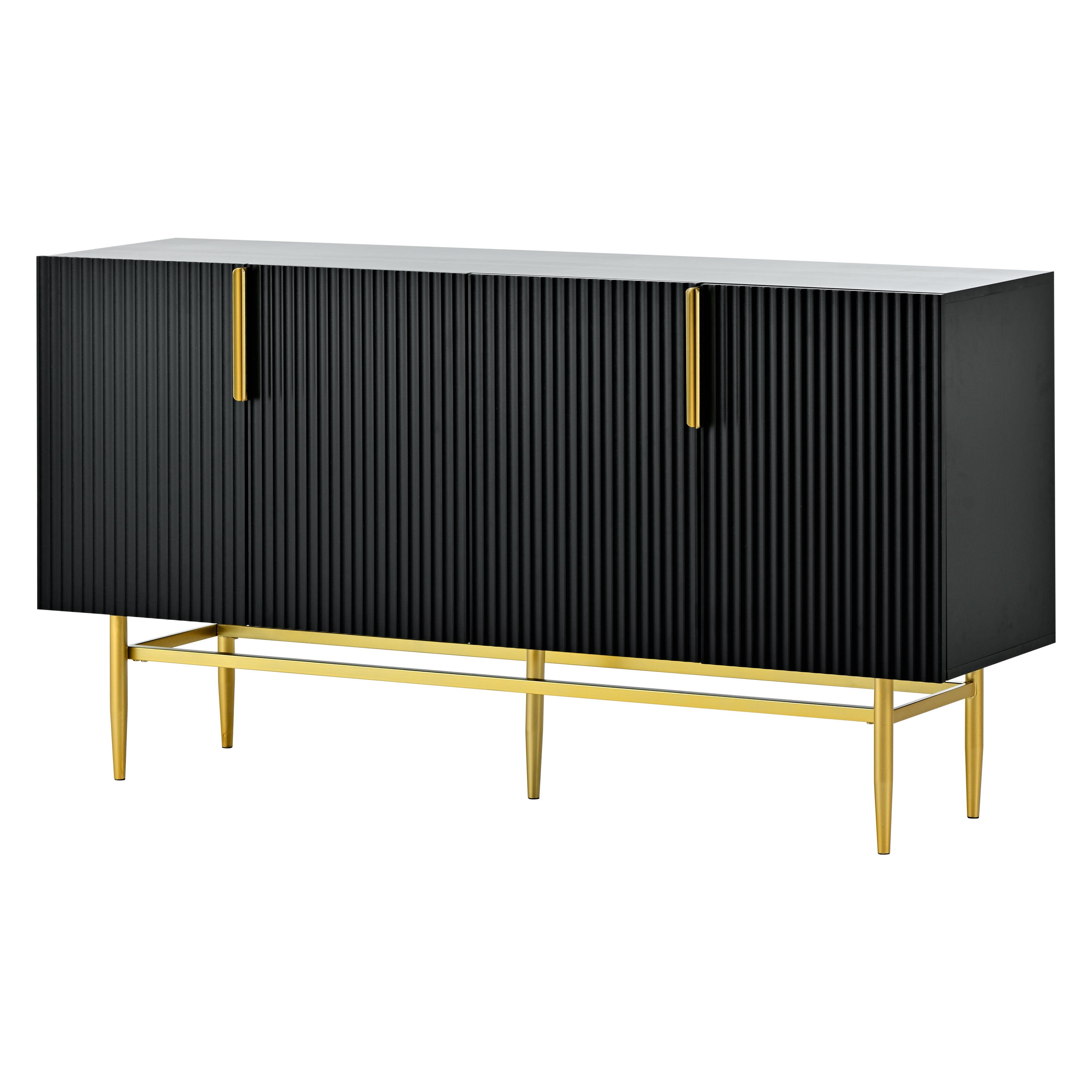 Logidon Modern Dressoir Zwart Gouden Handgrepen 152,5x40,5x80 cm