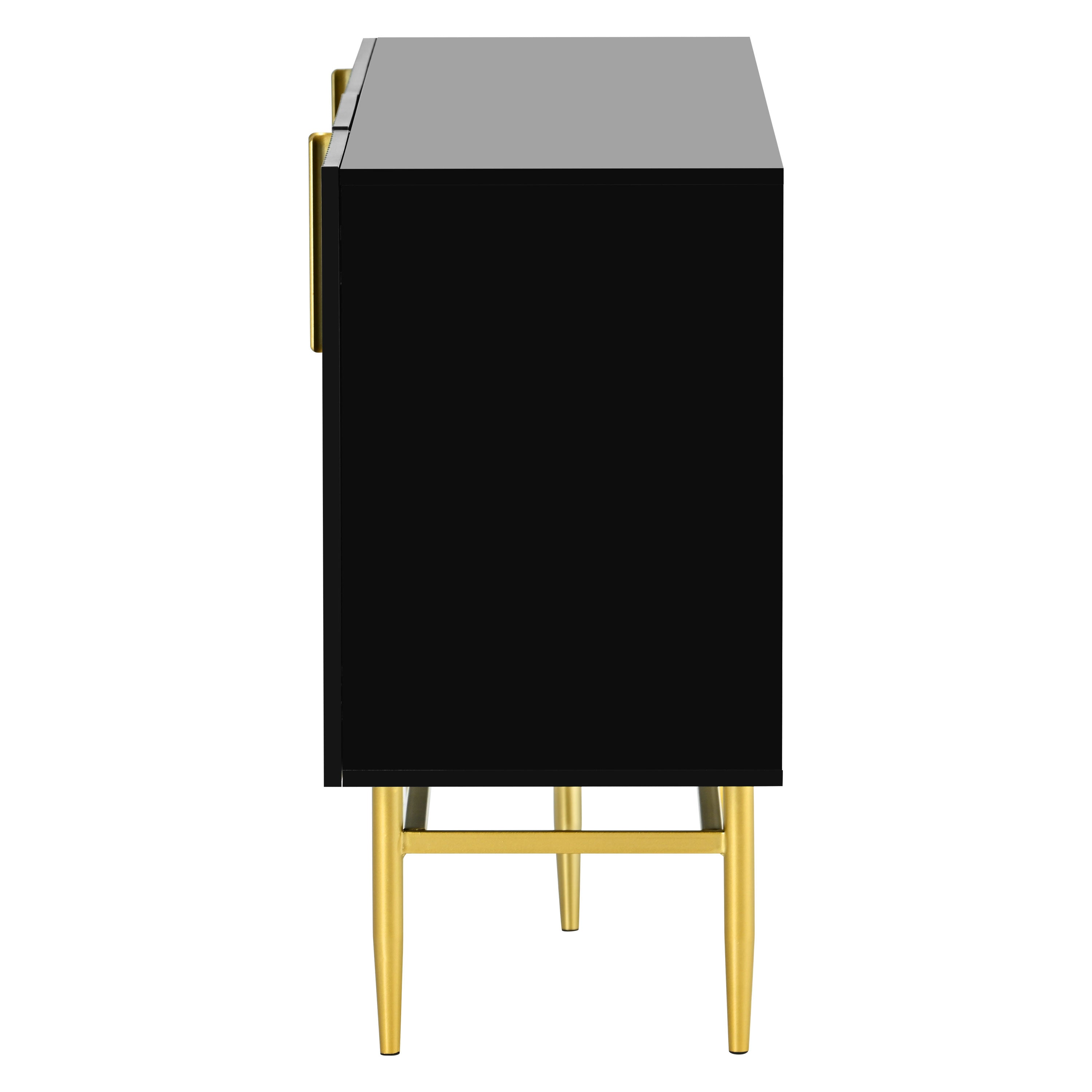 Logidon Modern Dressoir Zwart Gouden Handgrepen 152,5x40,5x80 cm