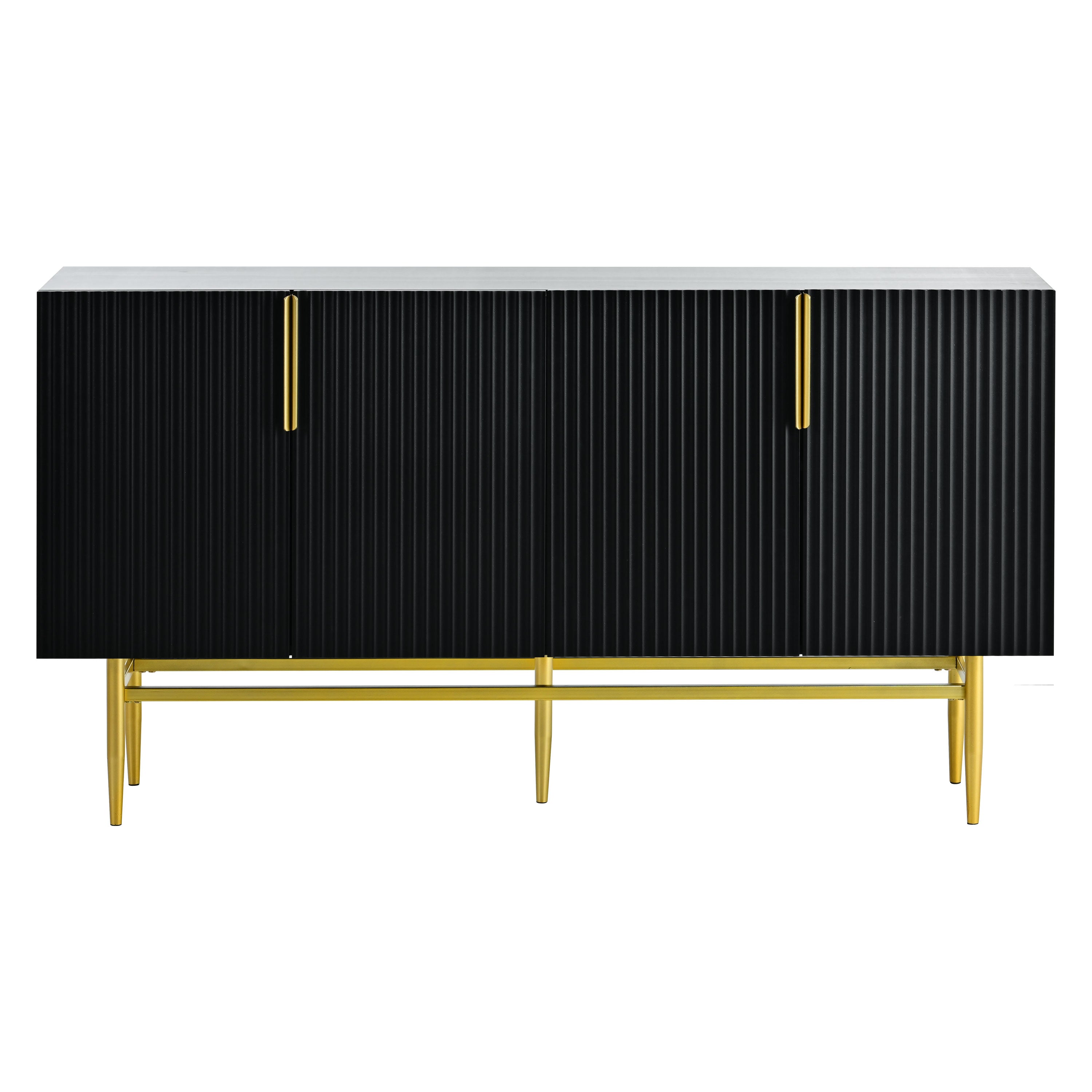 Logidon Modern Dressoir Zwart Gouden Handgrepen 152,5x40,5x80 cm