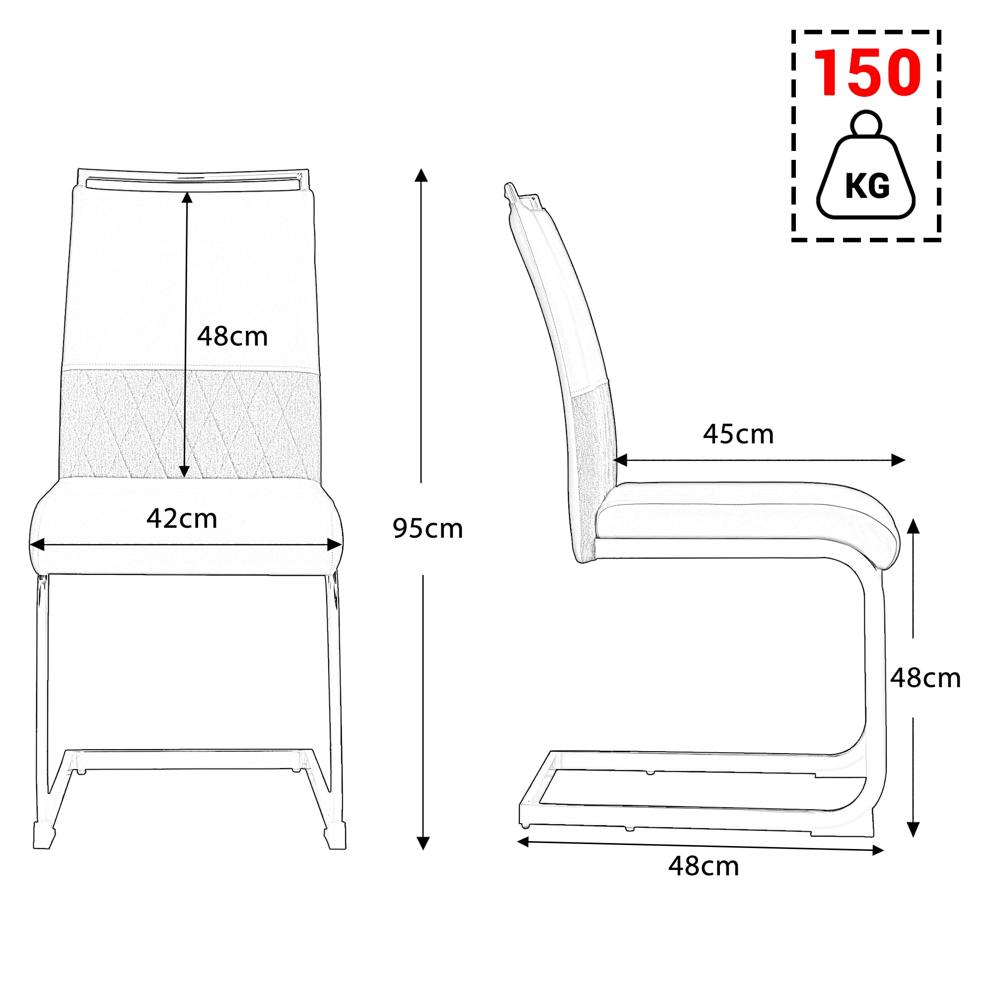 Logidon Modern Dining Room Chairs Set of 4 High Back White