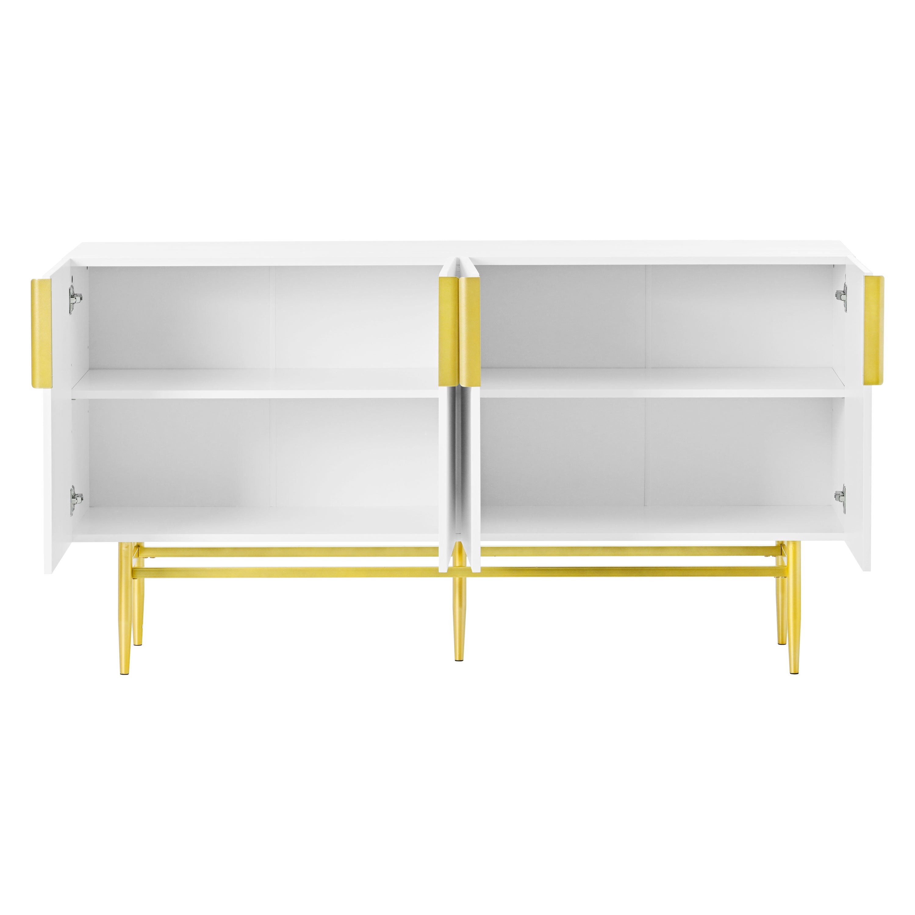 Logidon Dressoir Wit - Buffetkast met gouden handvat, 4 deuren