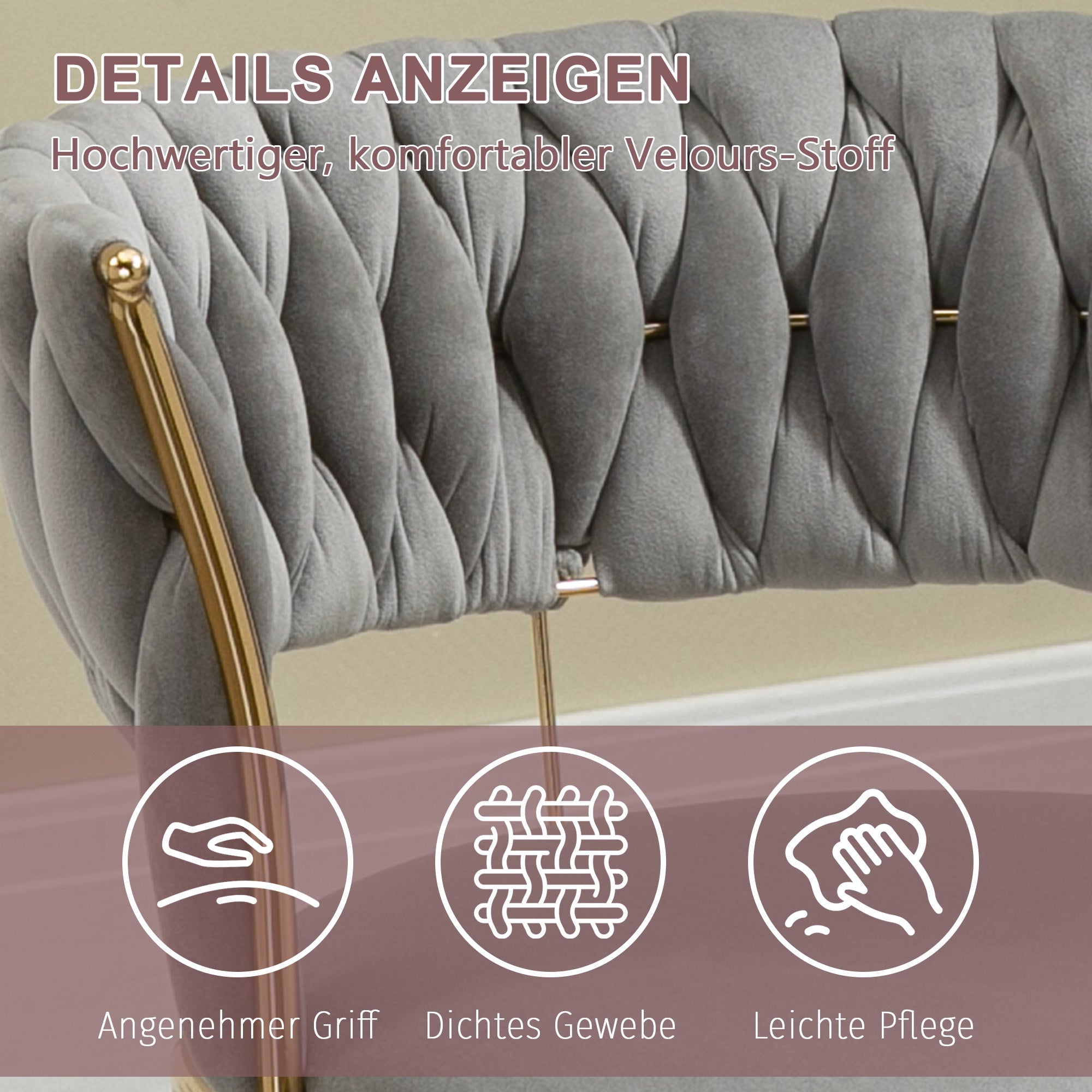 Logidon fluwelen eetkamerstoelen set van 2 grijs en goud Elegance