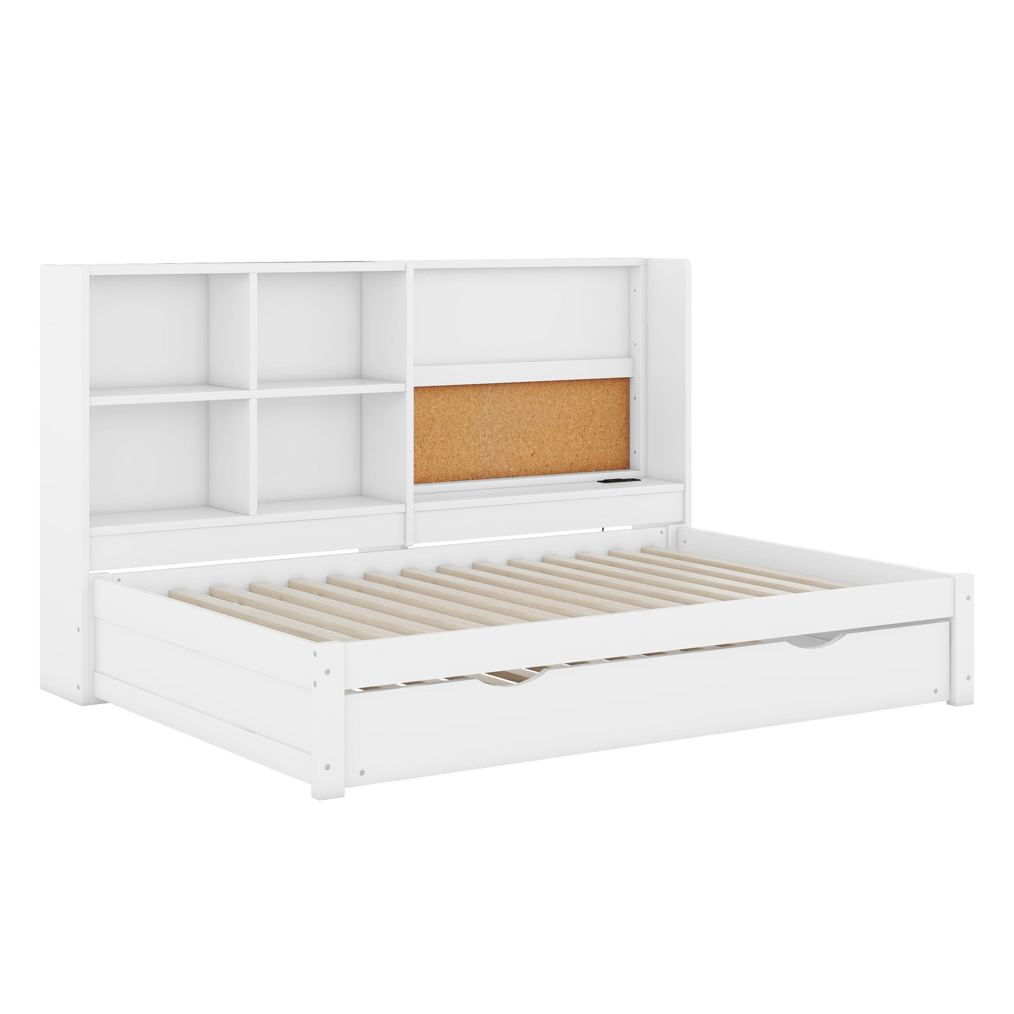 Logidon sofa bed 90x200 with pull-out bed USB charging port white