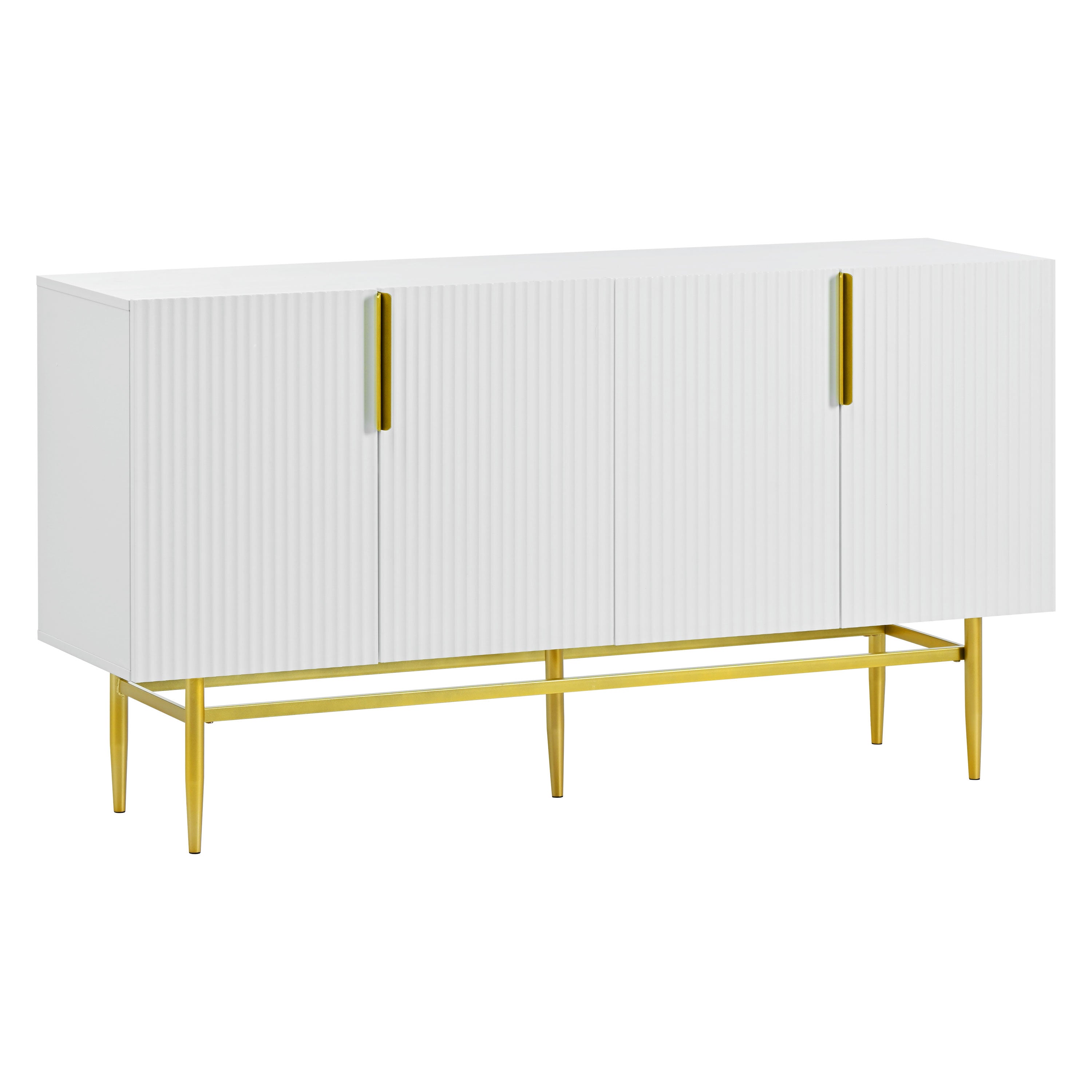 Logidon Dressoir Wit - Buffetkast met gouden handvat, 4 deuren