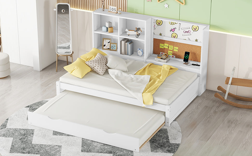 Logidon sofa bed 90x200 with pull-out bed USB charging port white