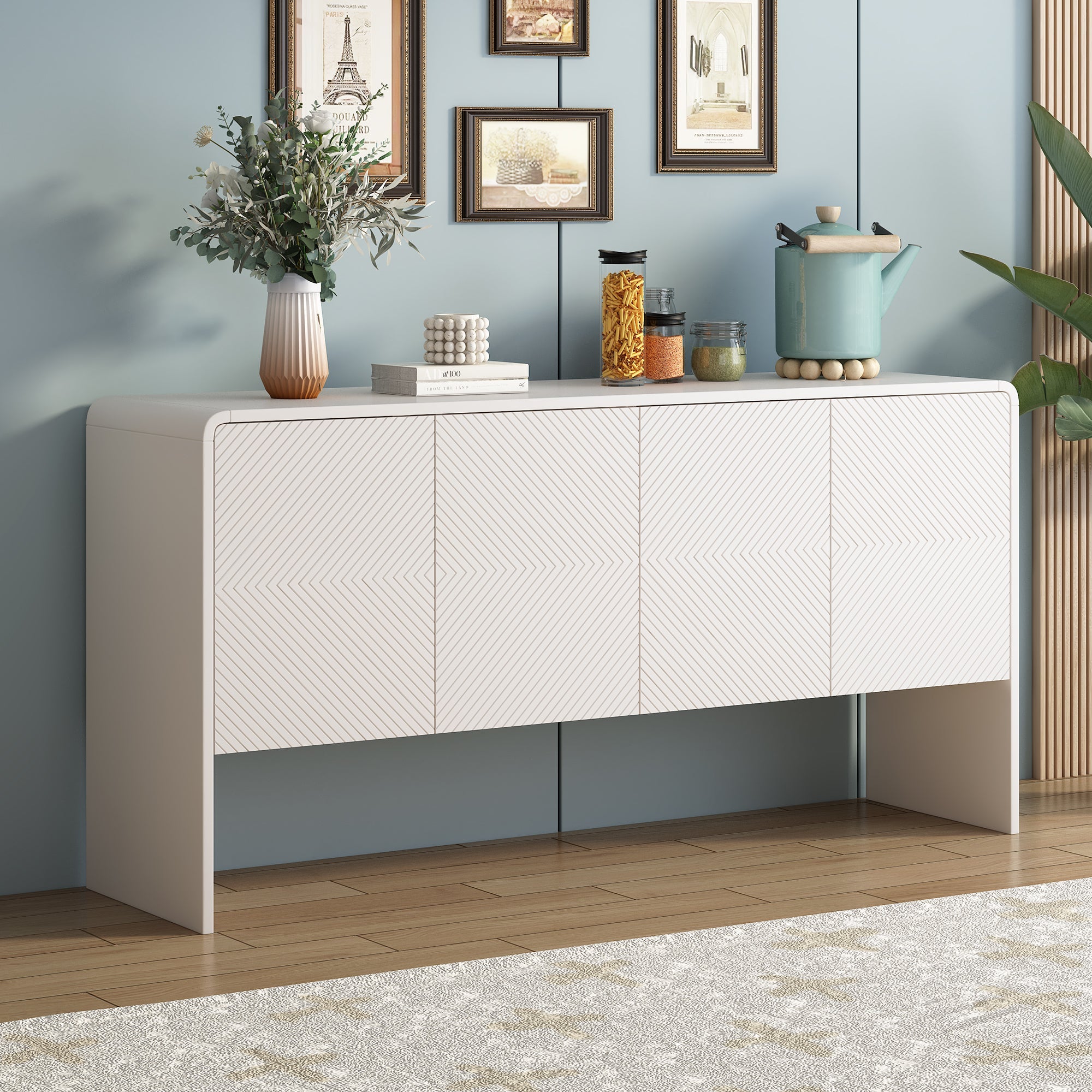 Logidon dressoir wit 152,5 x 40 x 76,5 cm met push-to-open, 4 deuren