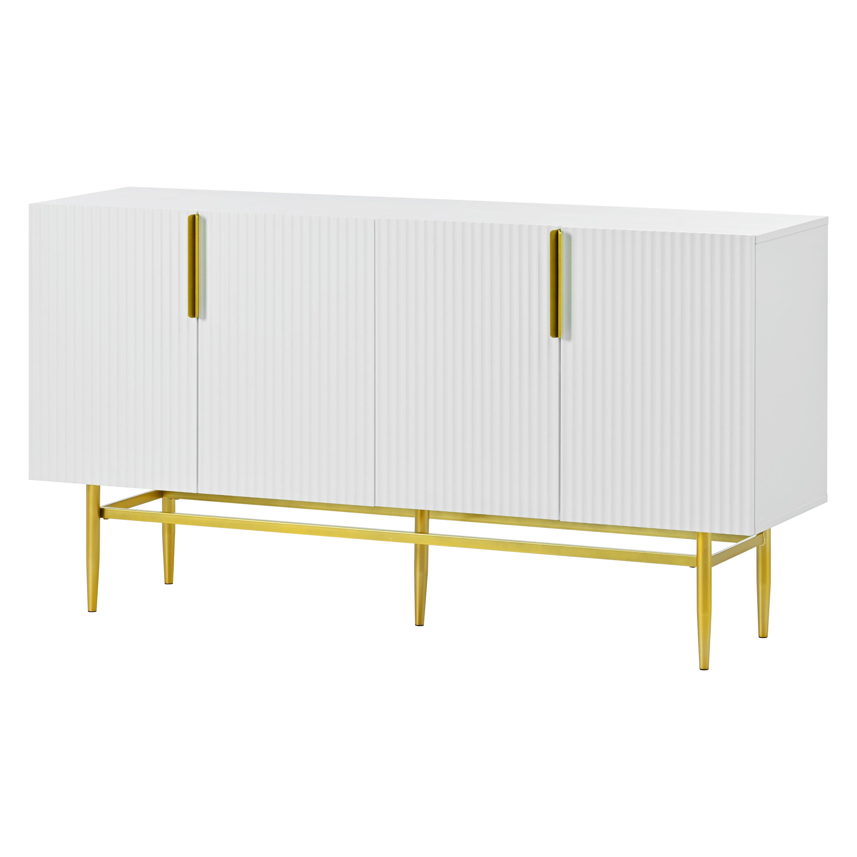 Logidon Dressoir Wit - Buffetkast met gouden handvat, 4 deuren