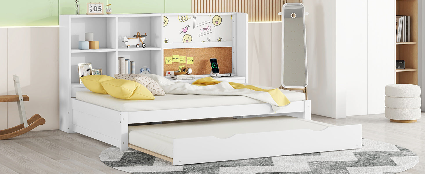Logidon sofa bed 90x200 with pull-out bed USB charging port white