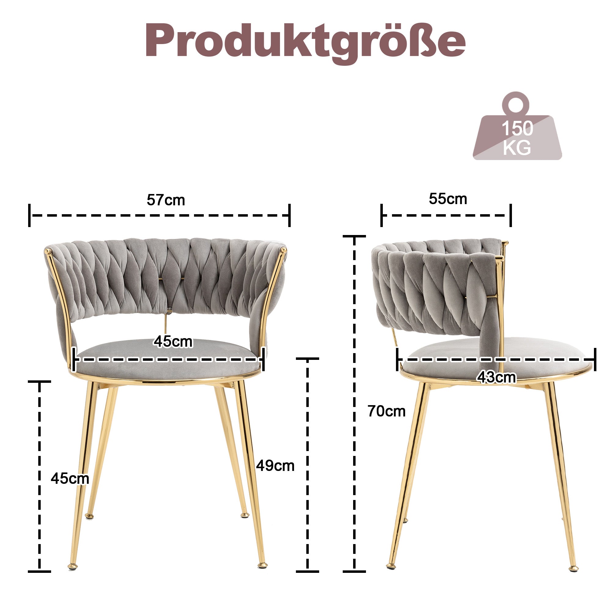 Logidon fluwelen eetkamerstoelen set van 2 grijs en goud Elegance