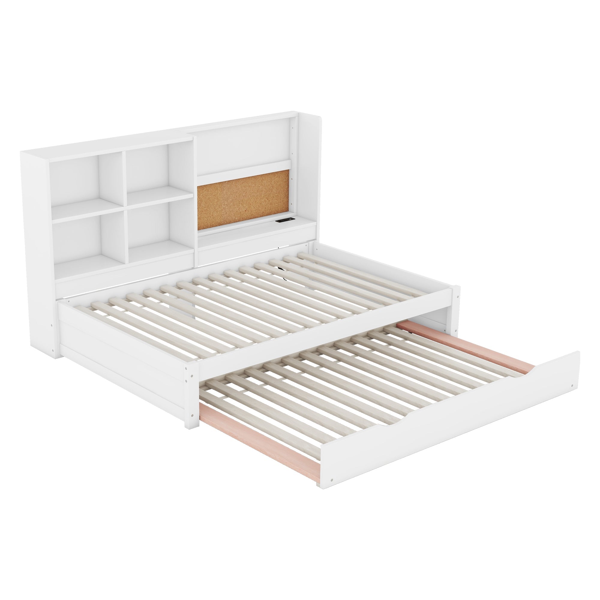 Logidon sofa bed 90x200 with pull-out bed USB charging port white