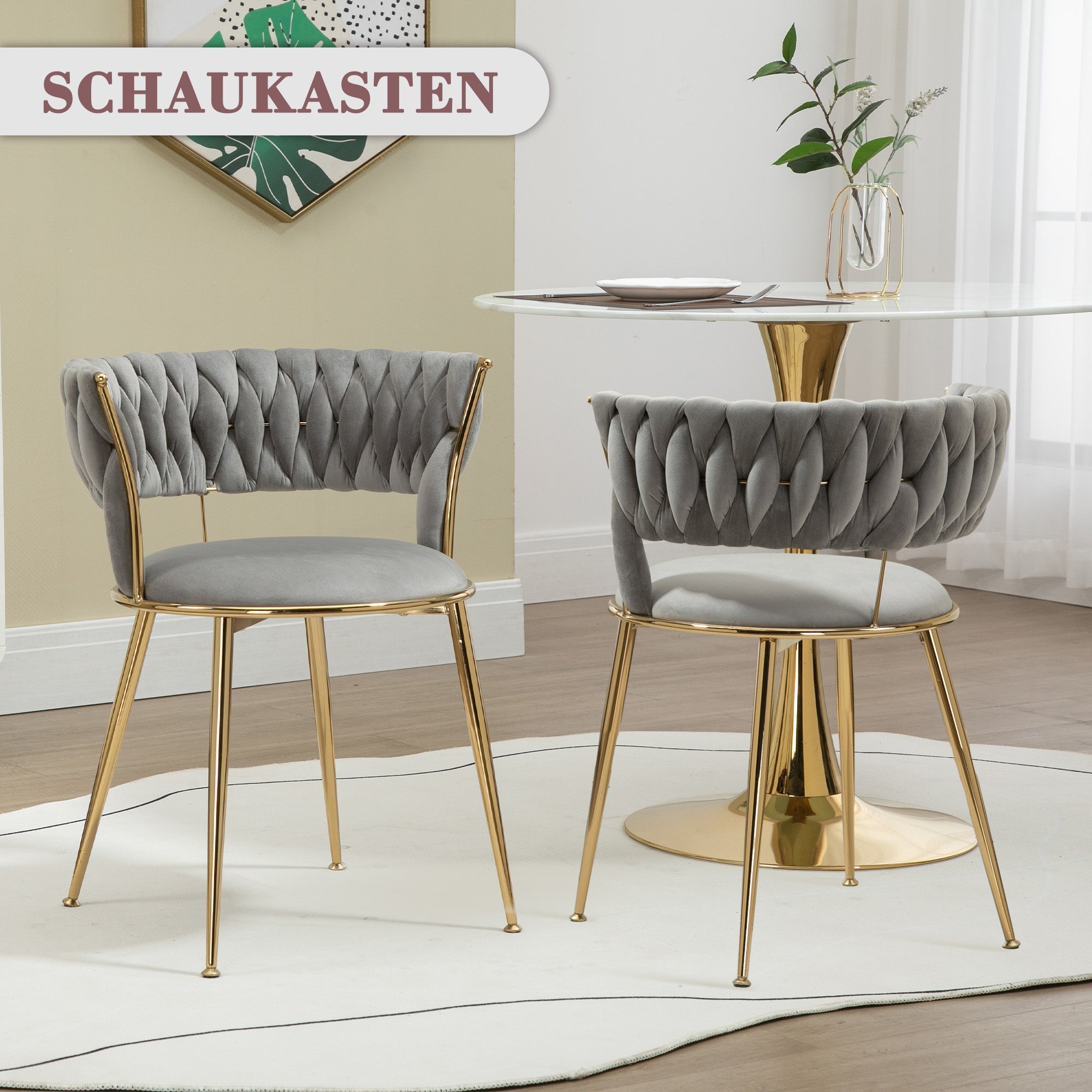 Logidon fluwelen eetkamerstoelen set van 2 grijs en goud Elegance