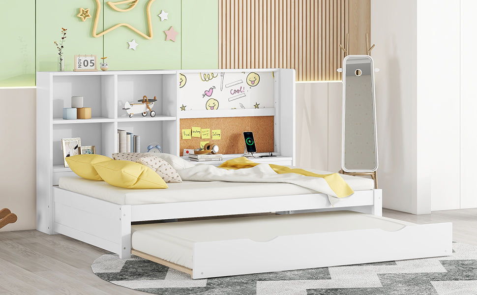 Logidon sofa bed 90x200 with pull-out bed USB charging port white