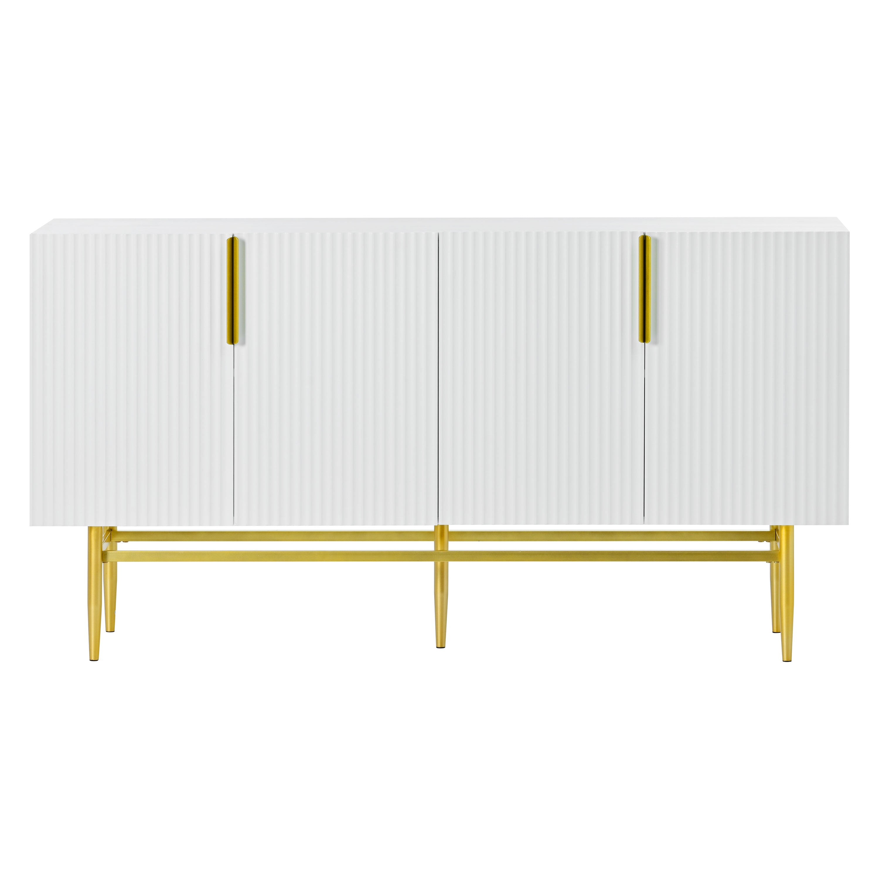 Logidon Dressoir Wit - Buffetkast met gouden handvat, 4 deuren