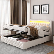 Logidon gestoffeerd bed 160x200 cm met lattenbodem opbergruimte LED wit PU