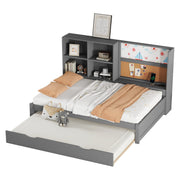 Logidon slaapbank 90x200 cm grijs met uitschuifbaar bed en USB-tekentafel
