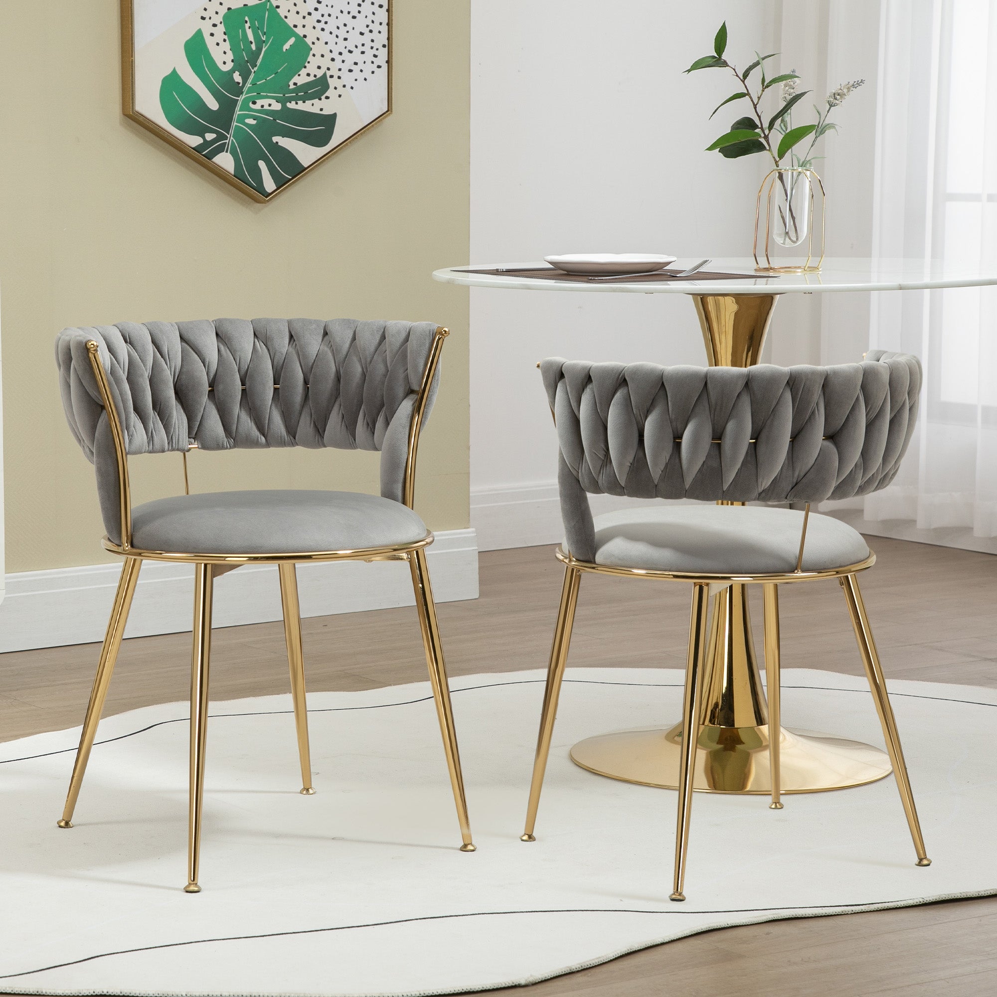 Logidon fluwelen eetkamerstoelen set van 2 grijs en goud Elegance