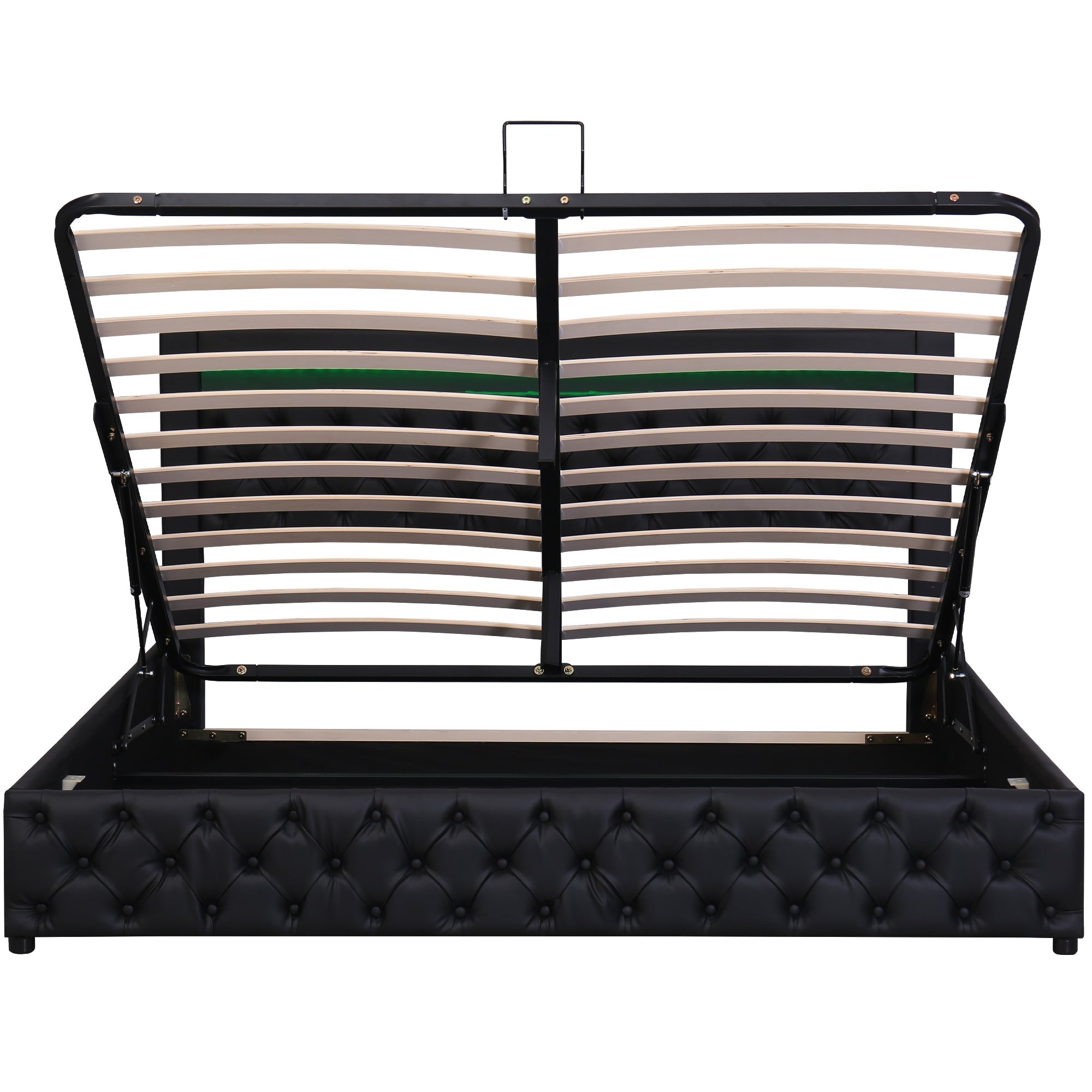 Logidon gestoffeerd bed 160x200 cm zwart kunstleer opbergruimte LED