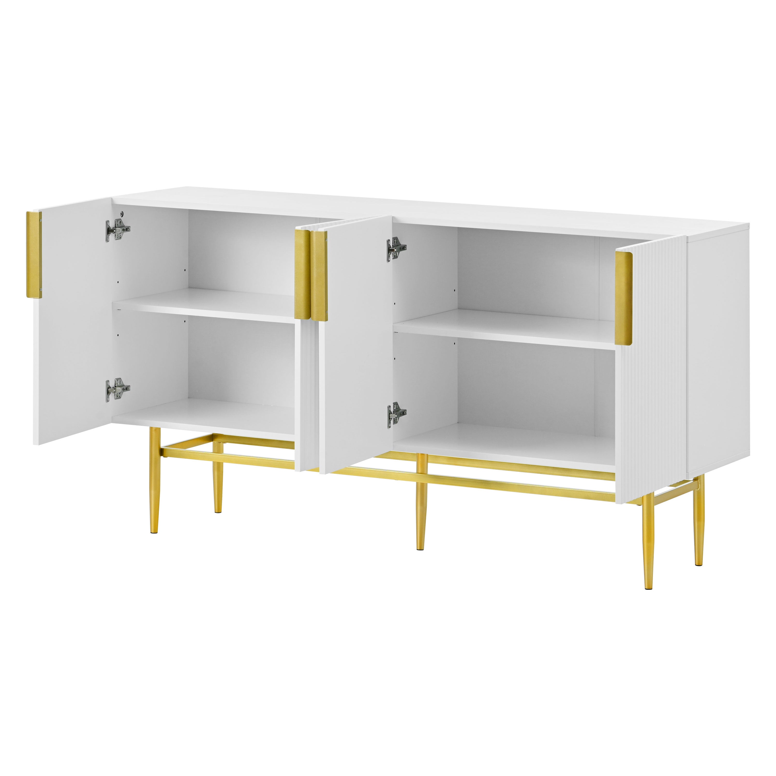 Logidon Dressoir Wit - Buffetkast met gouden handvat, 4 deuren