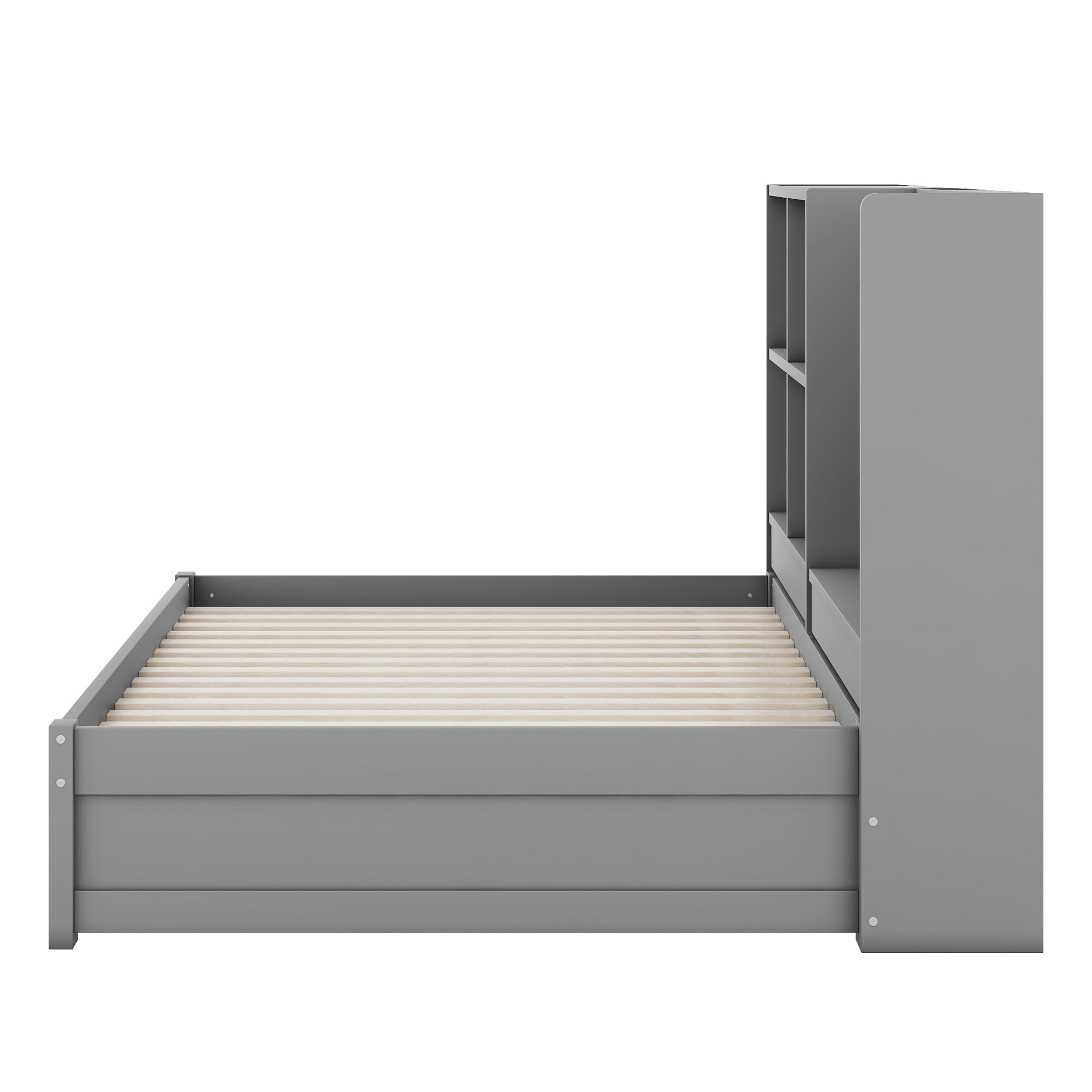 Logidon slaapbank 90x200 cm grijs met uitschuifbaar bed en USB-tekentafel