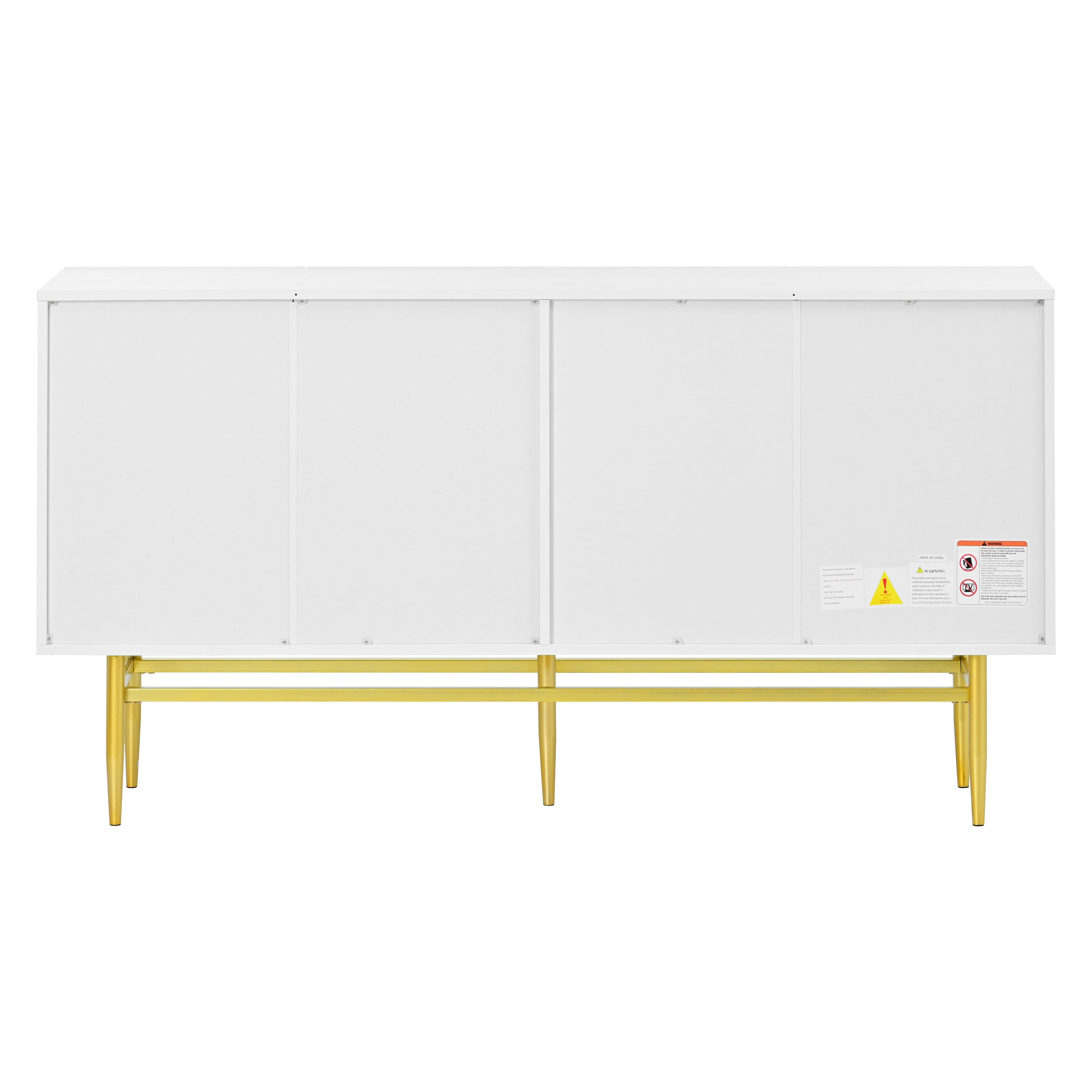 Logidon Dressoir Wit - Buffetkast met gouden handvat, 4 deuren