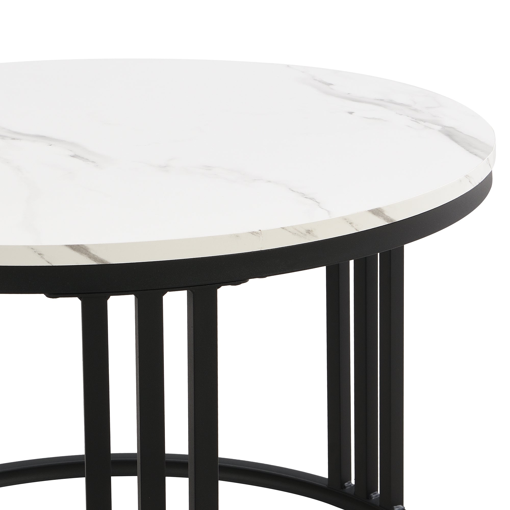 Logidon 2-in-1 ronde MDF salontafel zwart met glanzend marmerpatroon