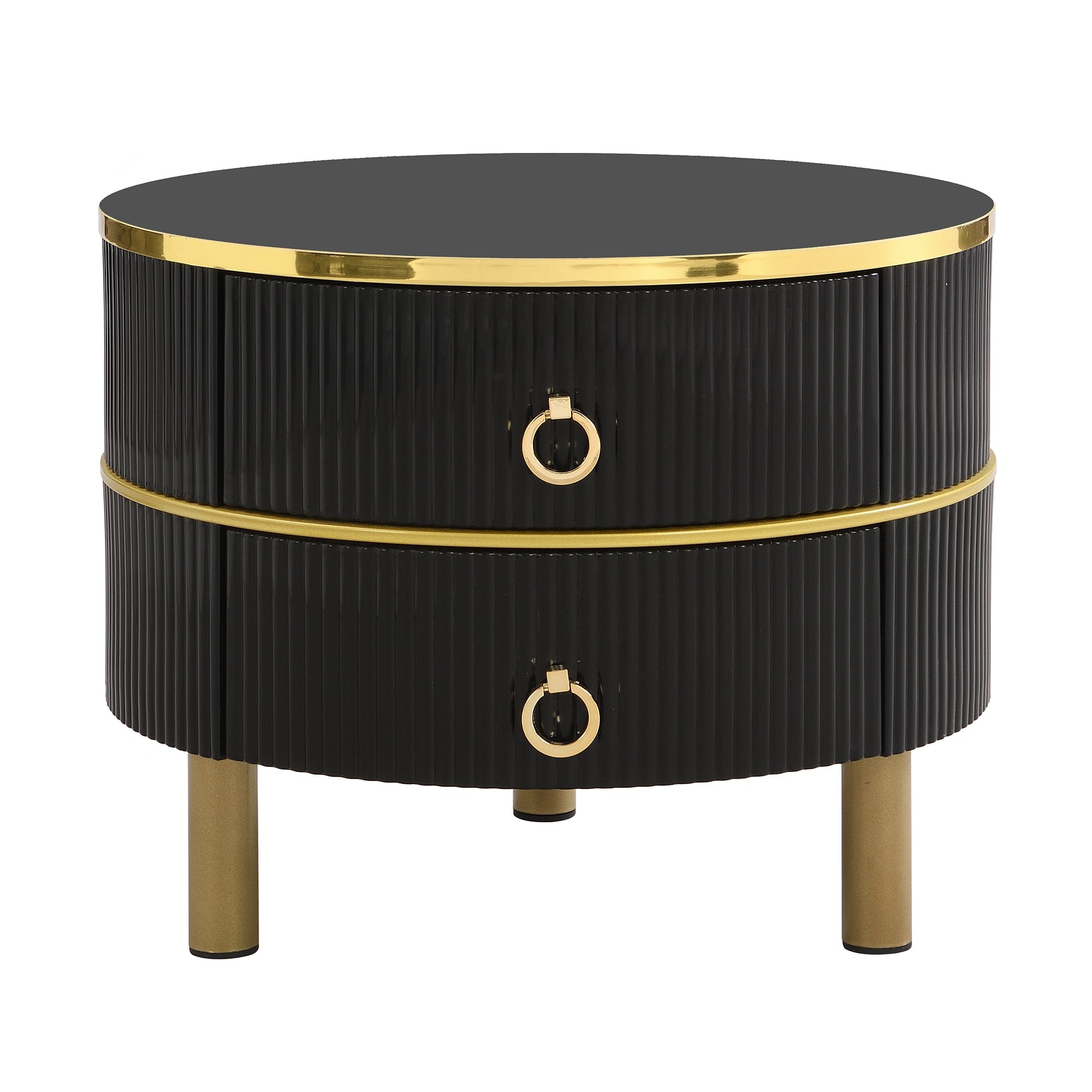 Logidon 2-in-1 ronde MDF salontafel zwart met glanzend marmerpatroon