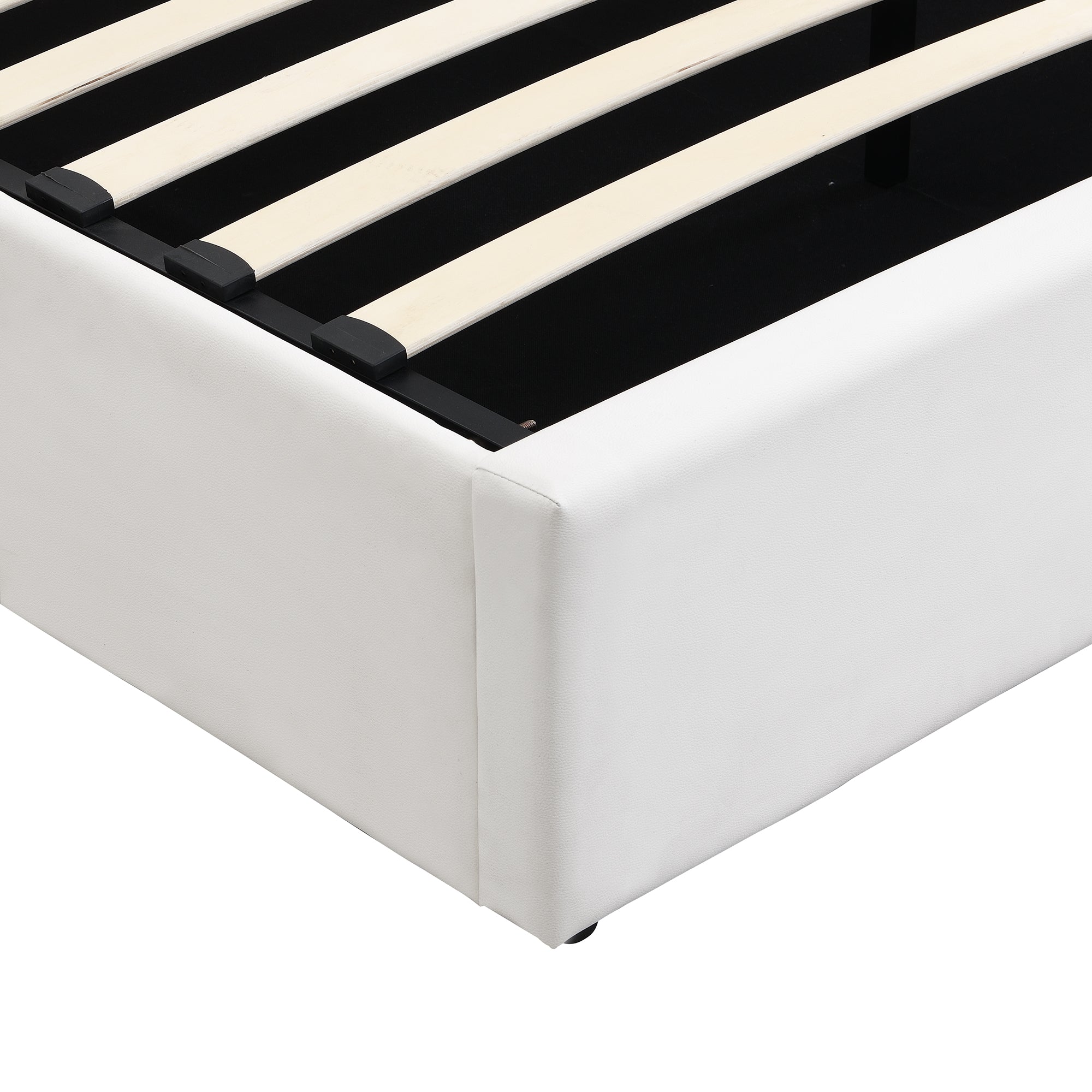 Logidon Binaural LED gestoffeerd bed 160 x 200 cm wit met opbergruimte