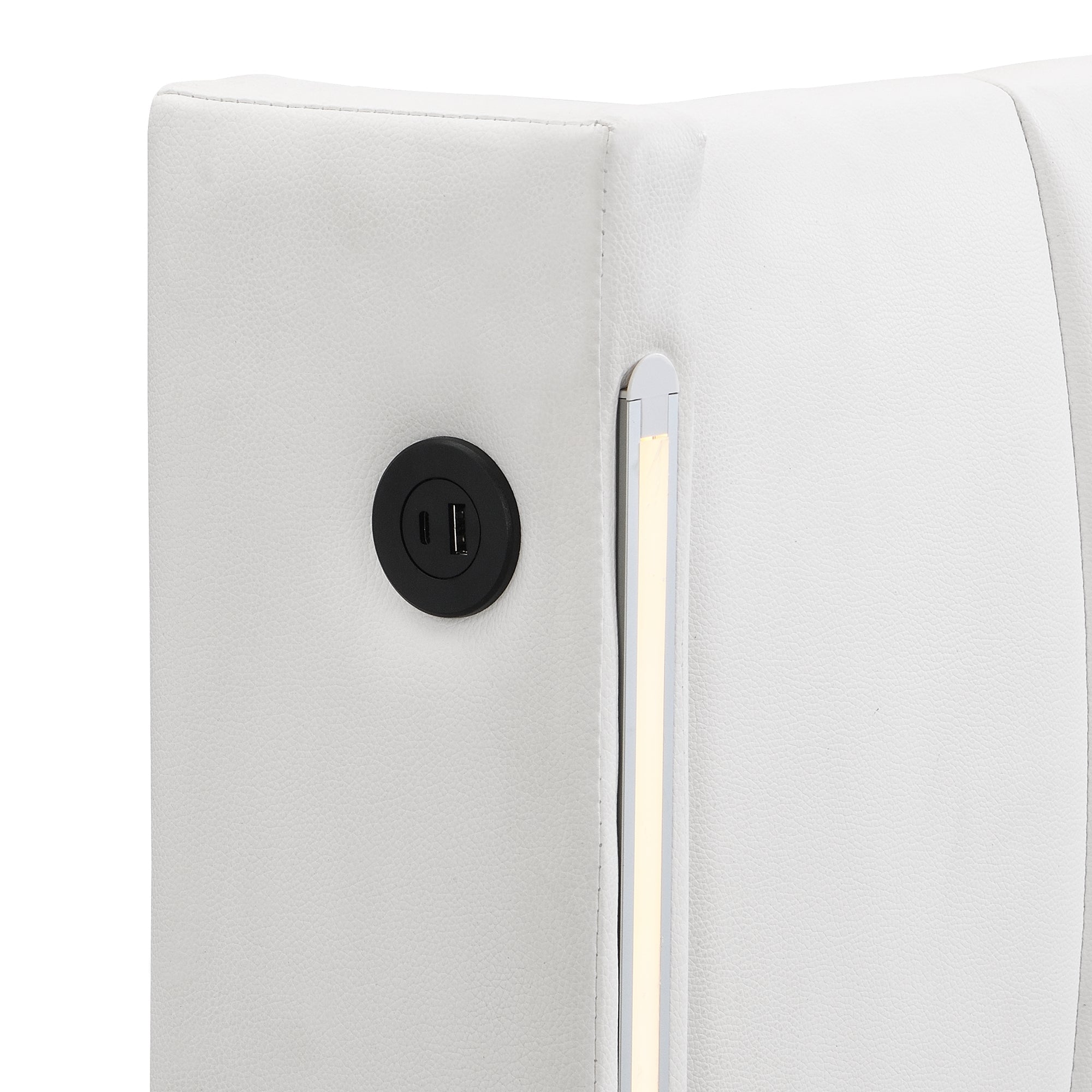 Logidon Binaural LED gestoffeerd bed 140 x 200 cm wit met opbergruimte