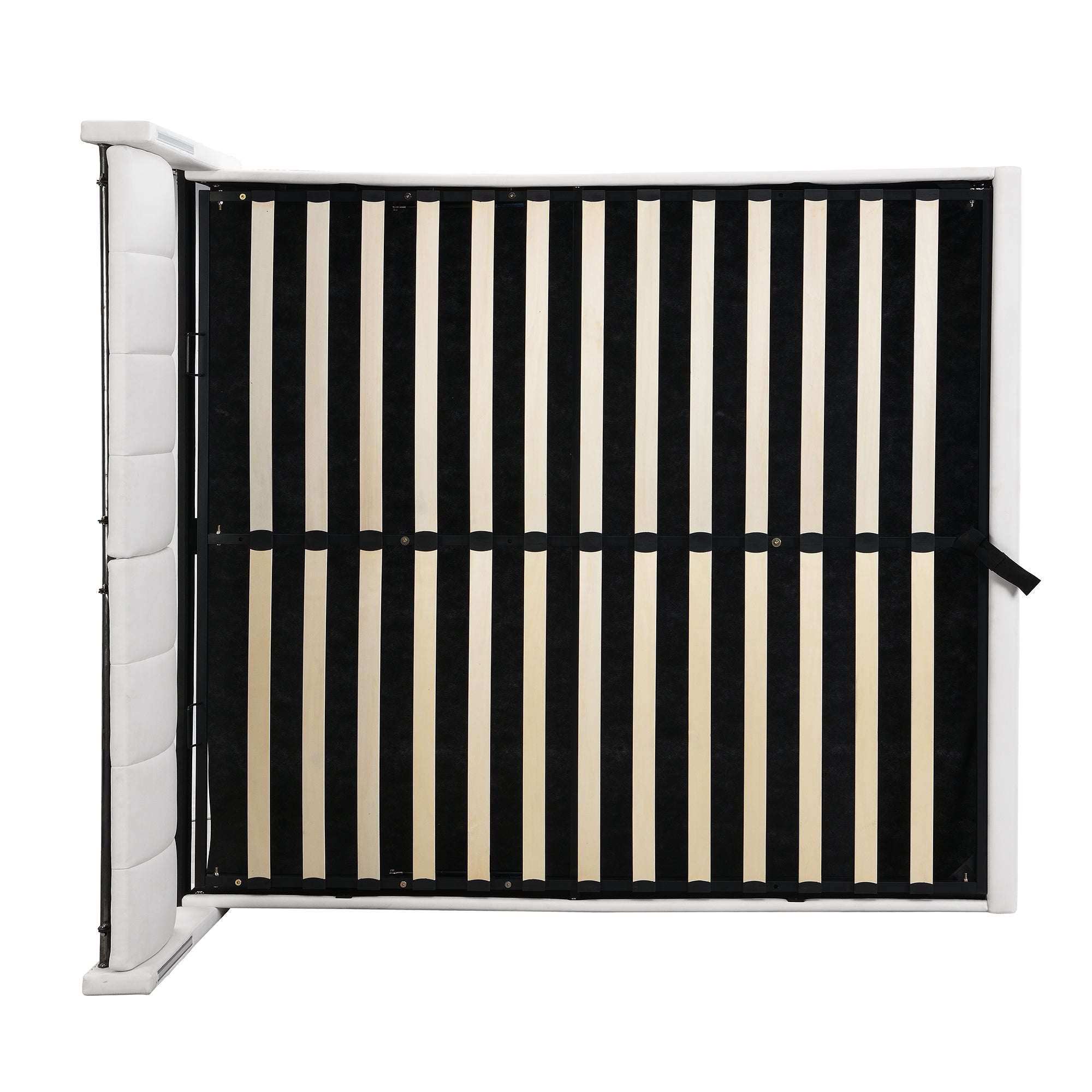 Logidon Binaural LED gestoffeerd bed 140 x 200 cm wit met opbergruimte