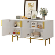 Logidon Dressoir Wit - Buffetkast met gouden handvat, 4 deuren