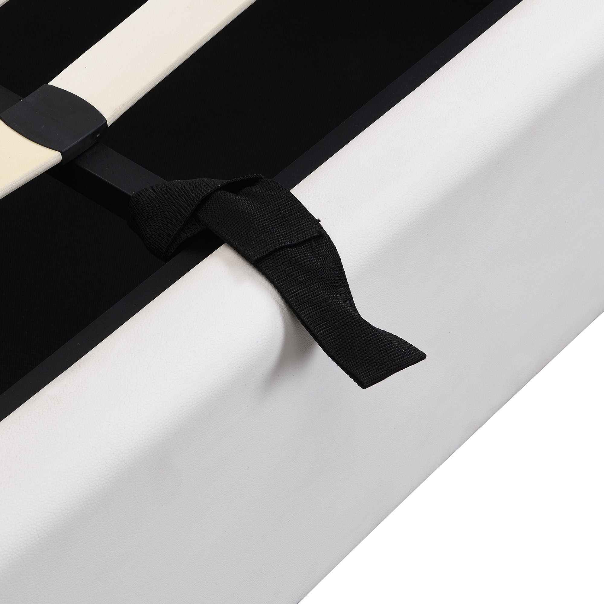 Logidon Binaural LED gestoffeerd bed 140 x 200 cm wit met opbergruimte