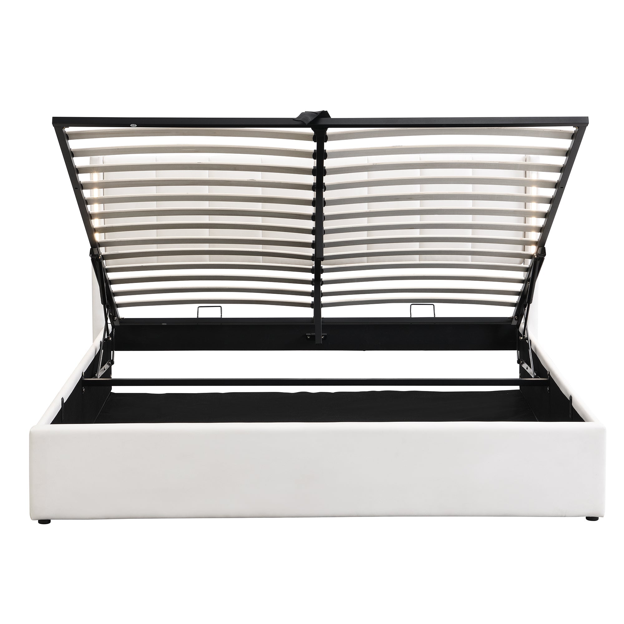 Logidon Binaural LED gestoffeerd bed 140 x 200 cm wit met opbergruimte