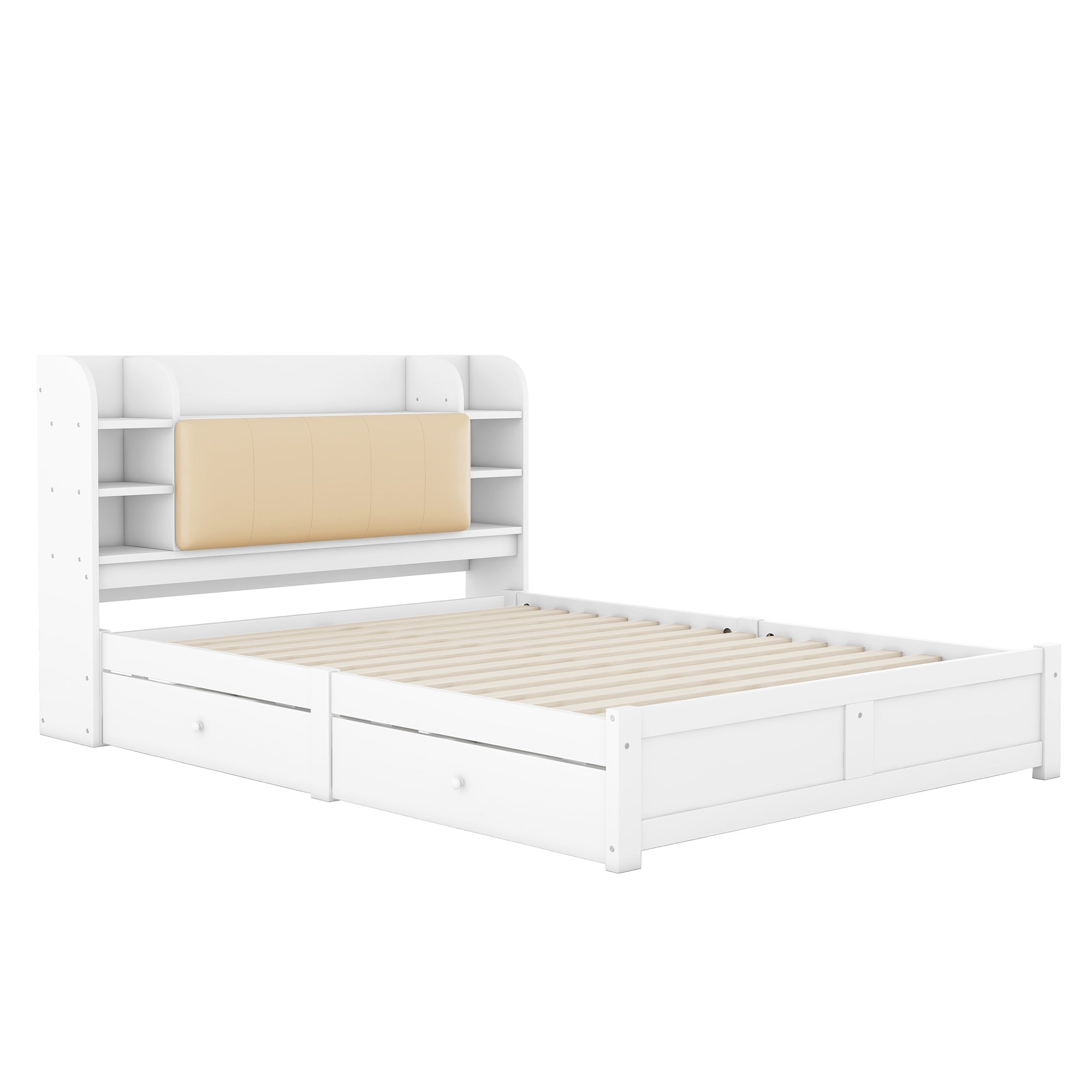 Logidon bed 160x200 wit met opklapbaar hoofdeinde en vier lades