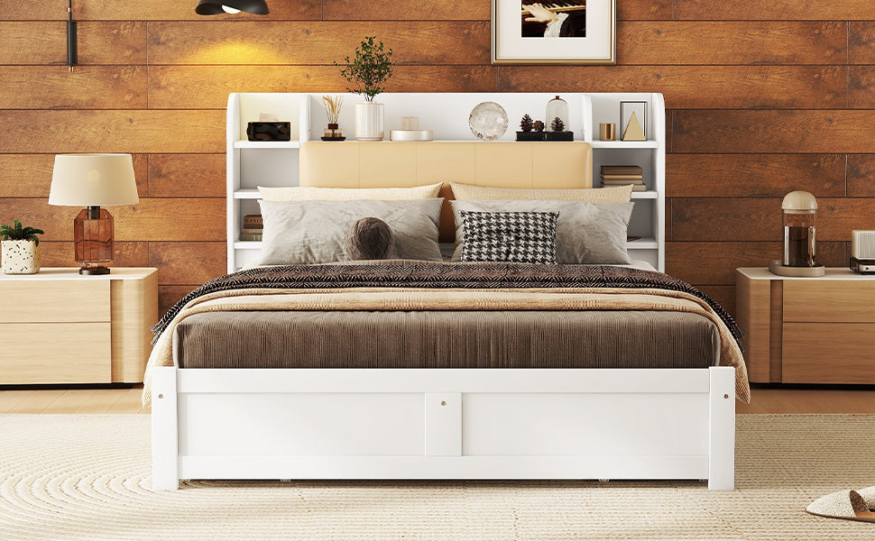 Logidon bed 160x200 wit met opklapbaar hoofdeinde en vier lades