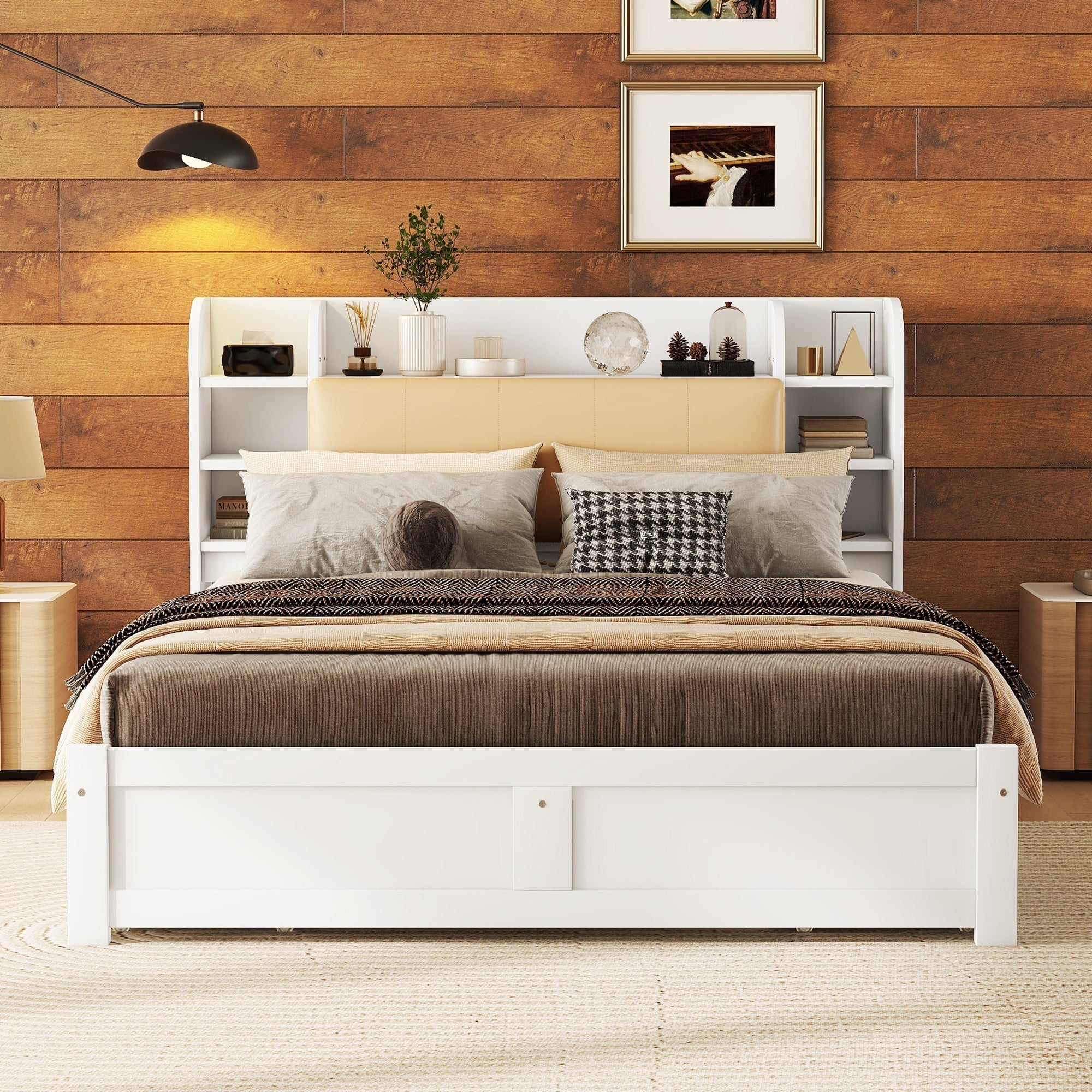 Logidon bed 160x200 wit met opklapbaar hoofdeinde en vier lades