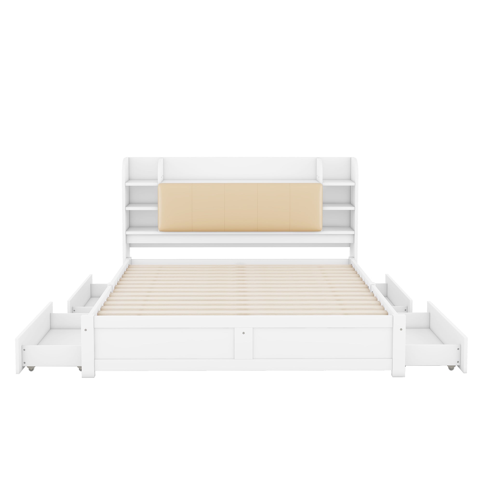 Logidon 180x200 cm plat bed met opklapbaar hoofdbord opbergruimte wit