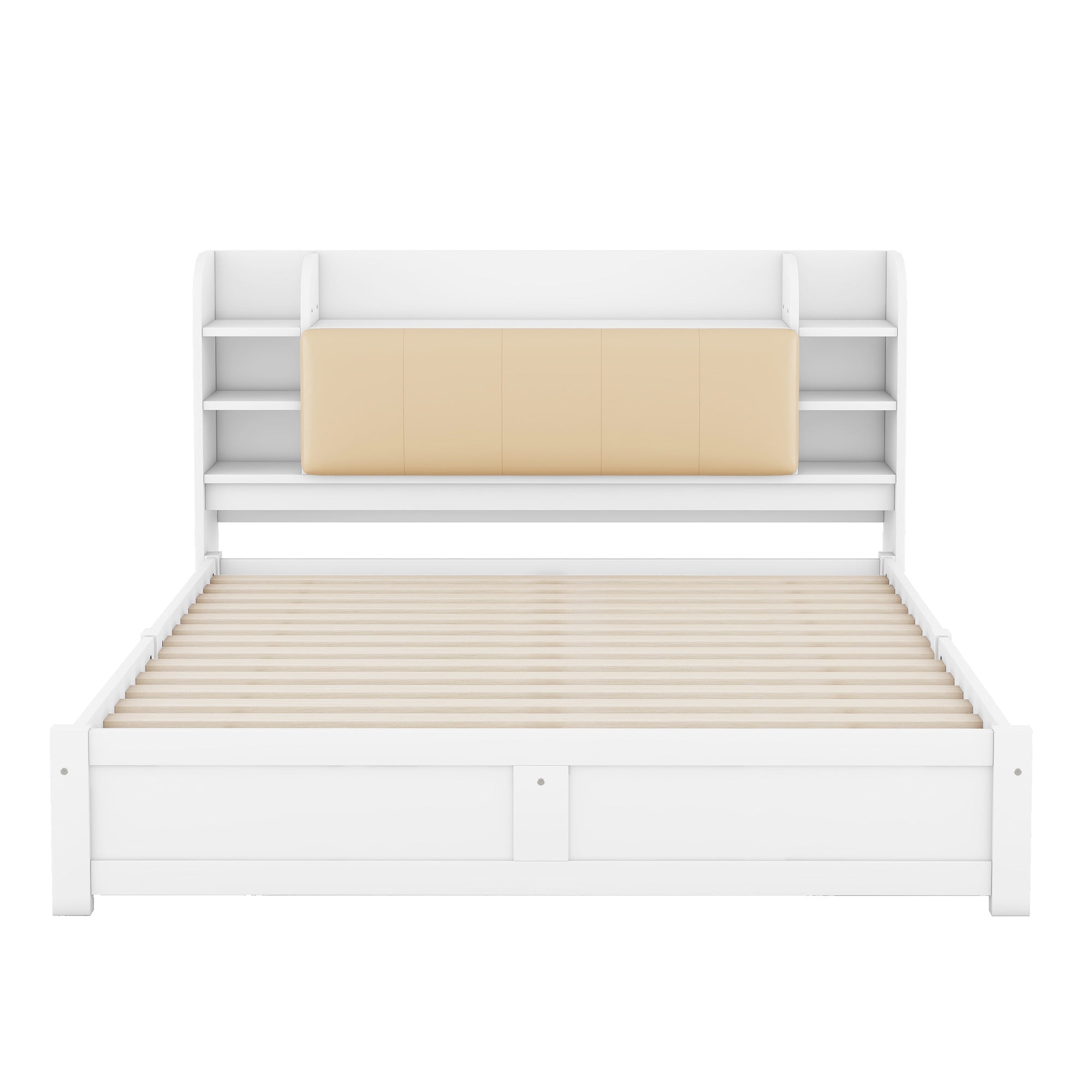Logidon 180x200 cm plat bed met opklapbaar hoofdbord opbergruimte wit