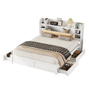 Logidon 180x200 cm plat bed met opklapbaar hoofdbord opbergruimte wit