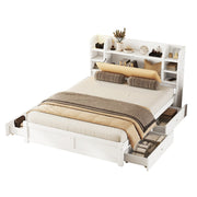 Logidon bed 160x200 wit met opklapbaar hoofdeinde en vier lades