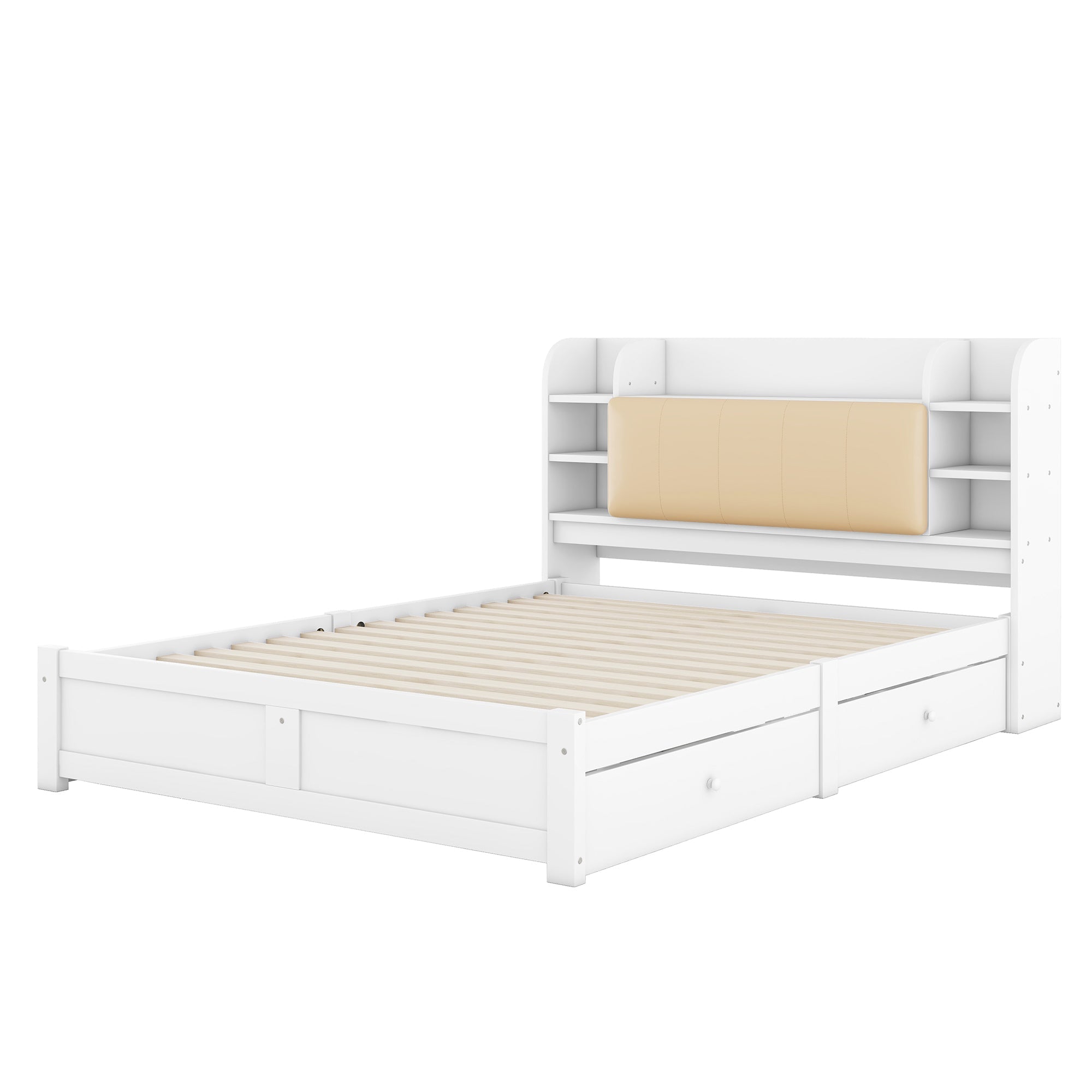 Logidon bed 160x200 wit met opklapbaar hoofdeinde en vier lades