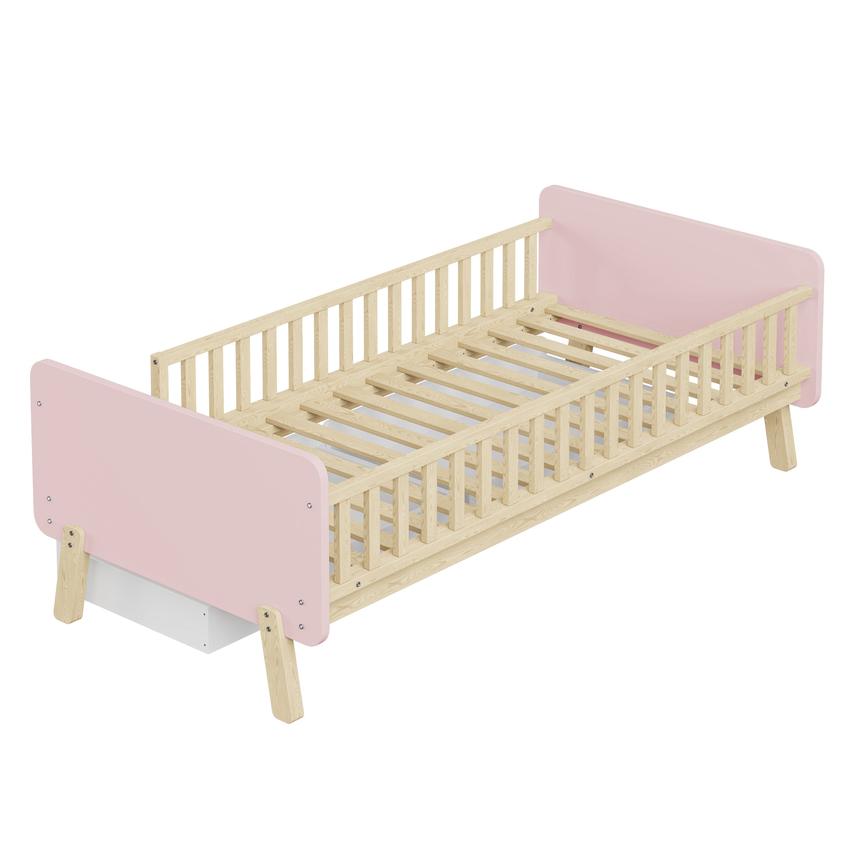 Logidon kinderbed 90x190 roze met 2 lades massief houten lattenbodem