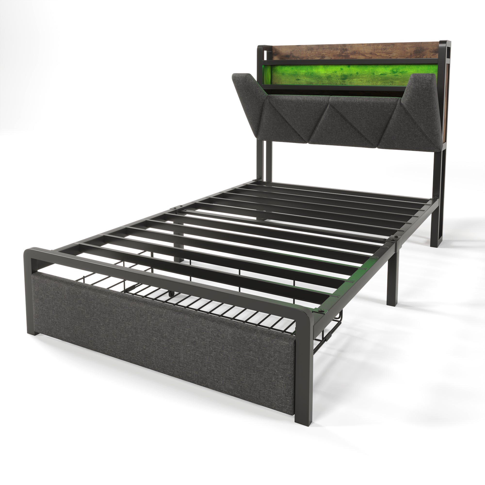 Logidon upholstered bed 90x200 USB Type C charging function storage space headboard