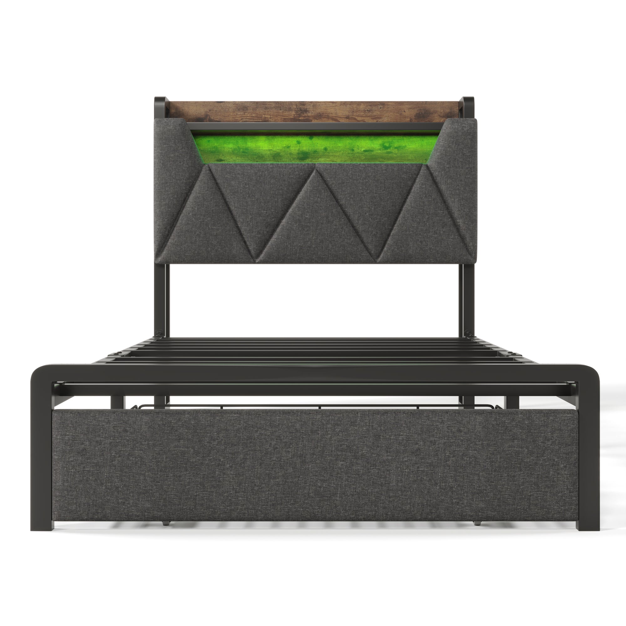 Logidon upholstered bed 90x200 USB Type C charging function storage space headboard