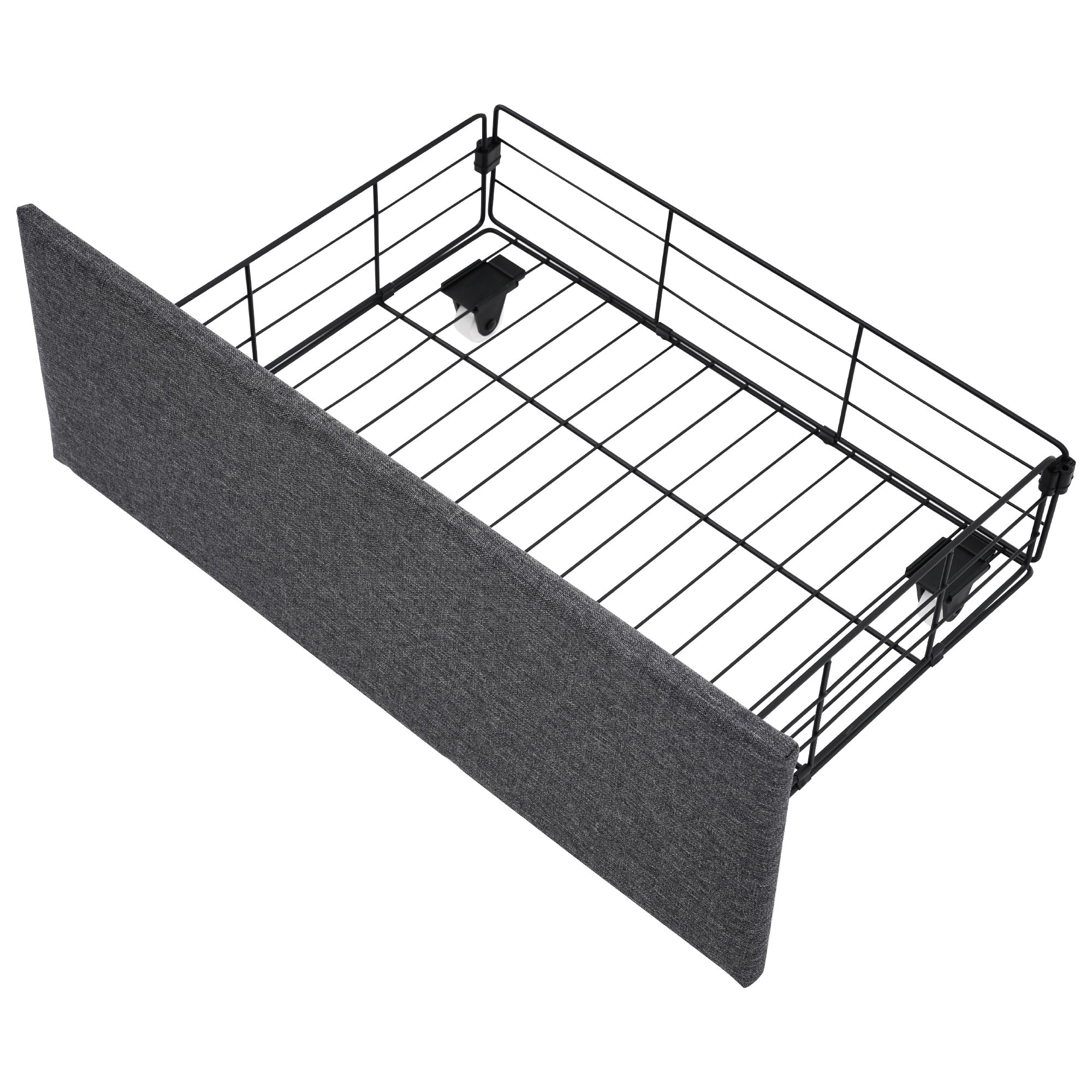 Logidon gestoffeerd bed 140x200 USB C oplaadfunctie lades hoofdbord grijs