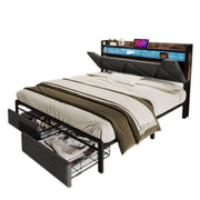 Logidon Upholstered Bed 140x200 USB Type C Charging Function and Storage Space Gray